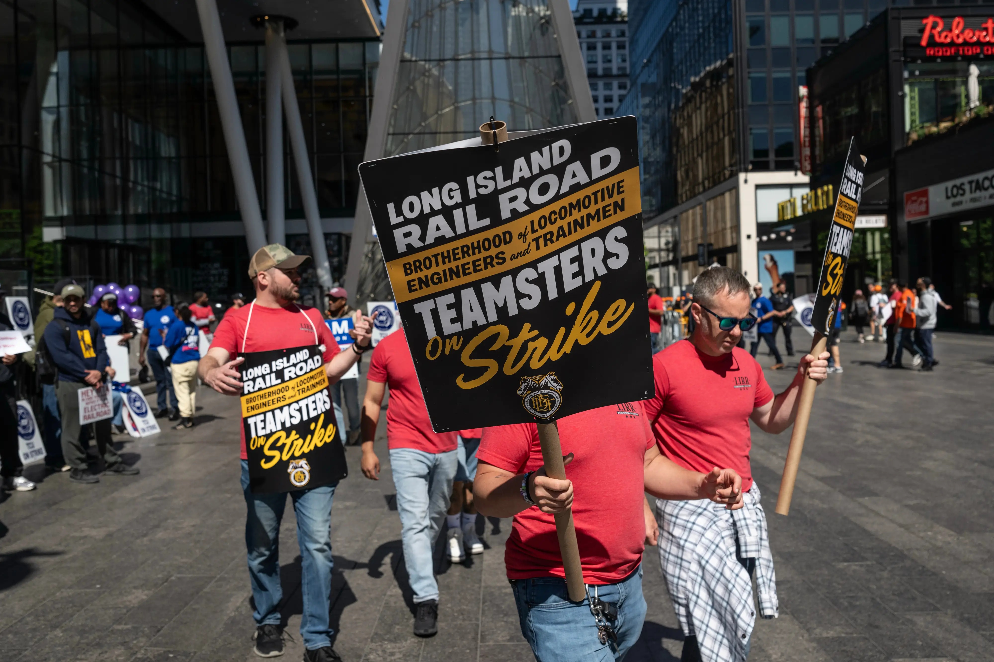 Striking workers on the Long Island Railroad