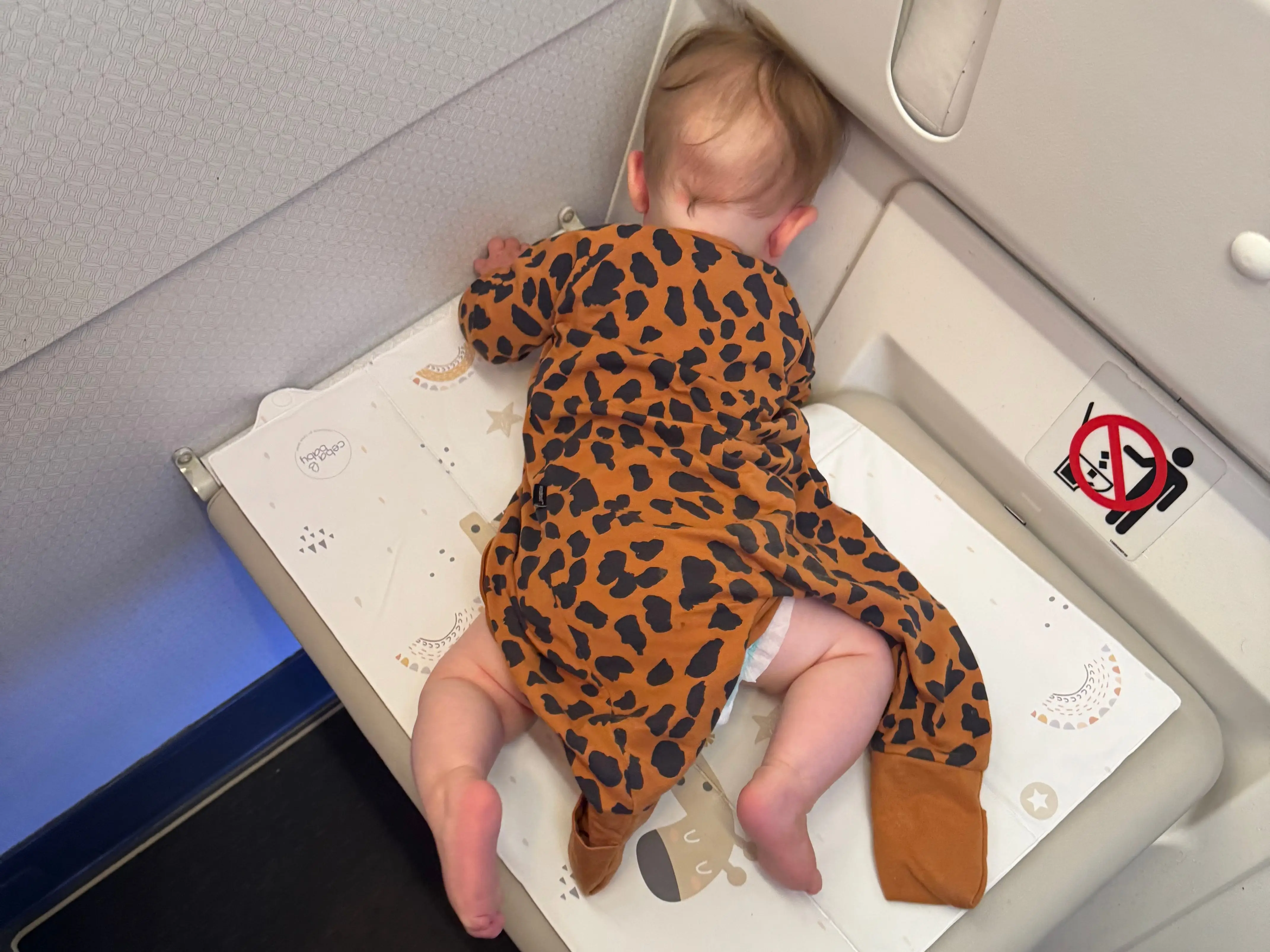 baby no changing table on flight in bathroom