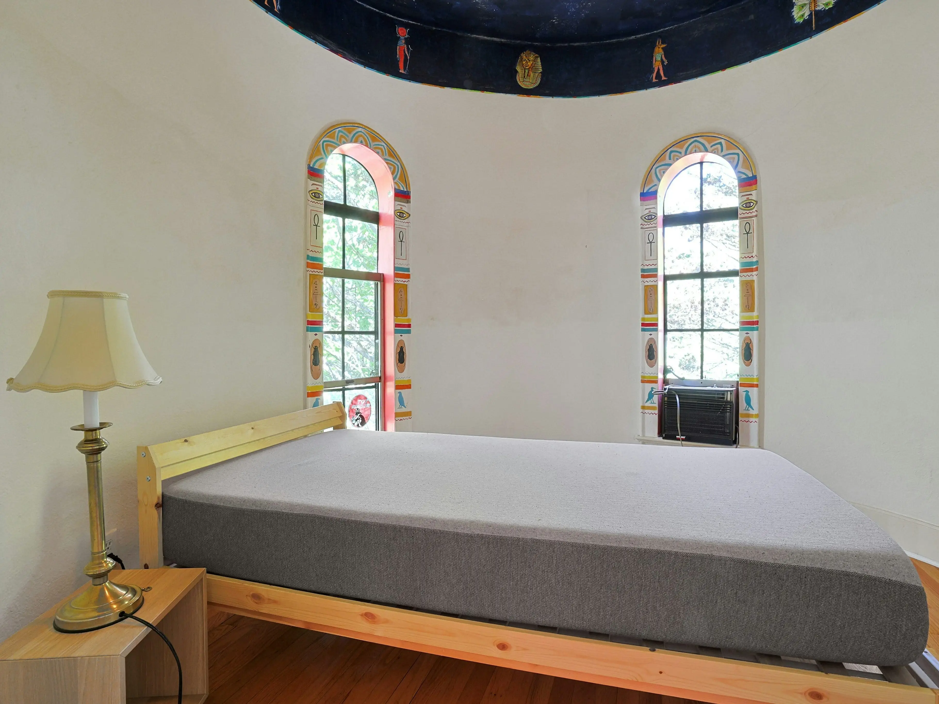 Bed in castle turret.
