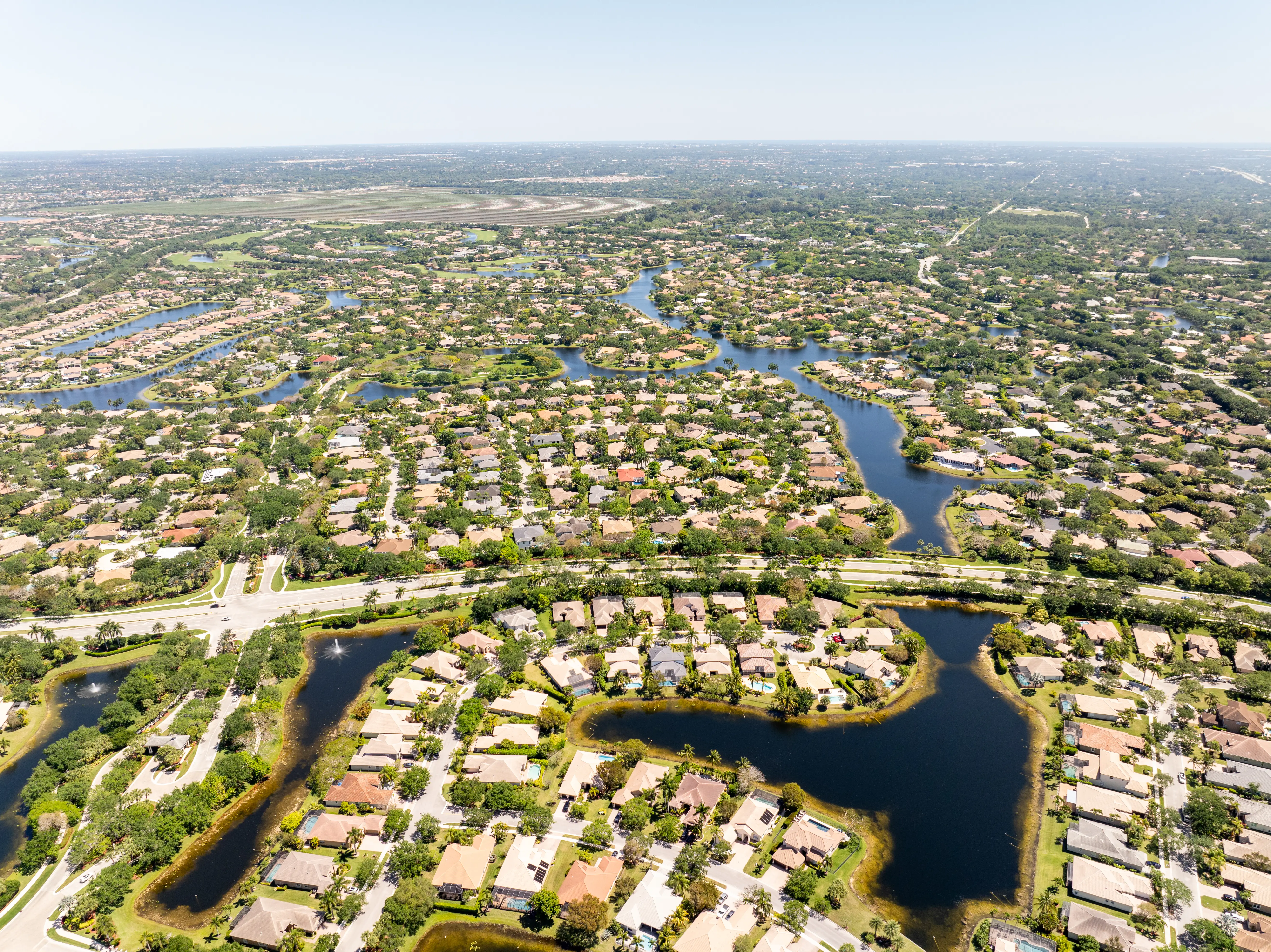 Aerial photo of luxury homes in Parkland, Florida.