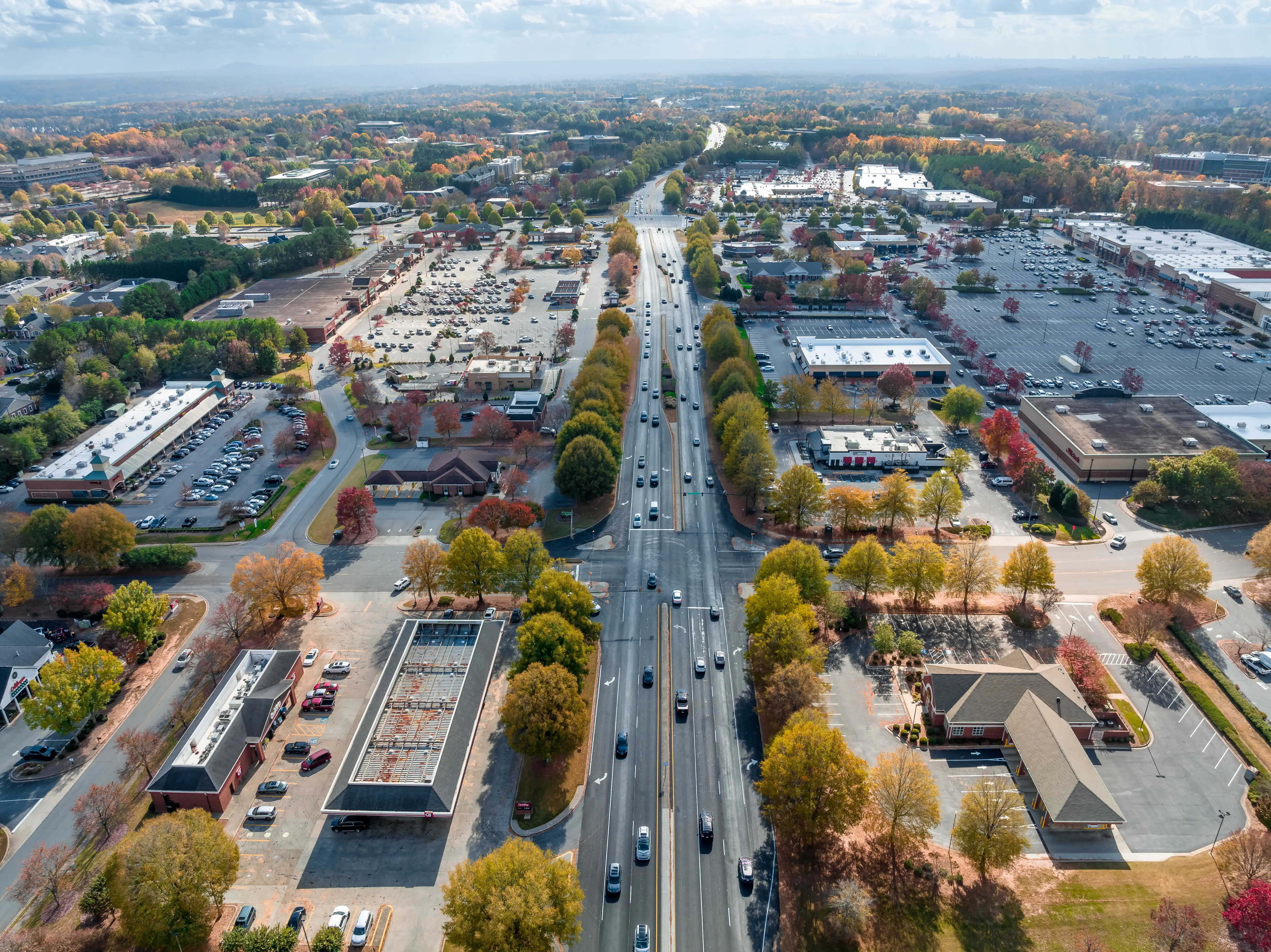 Aerial view of Atlanta suburbs.