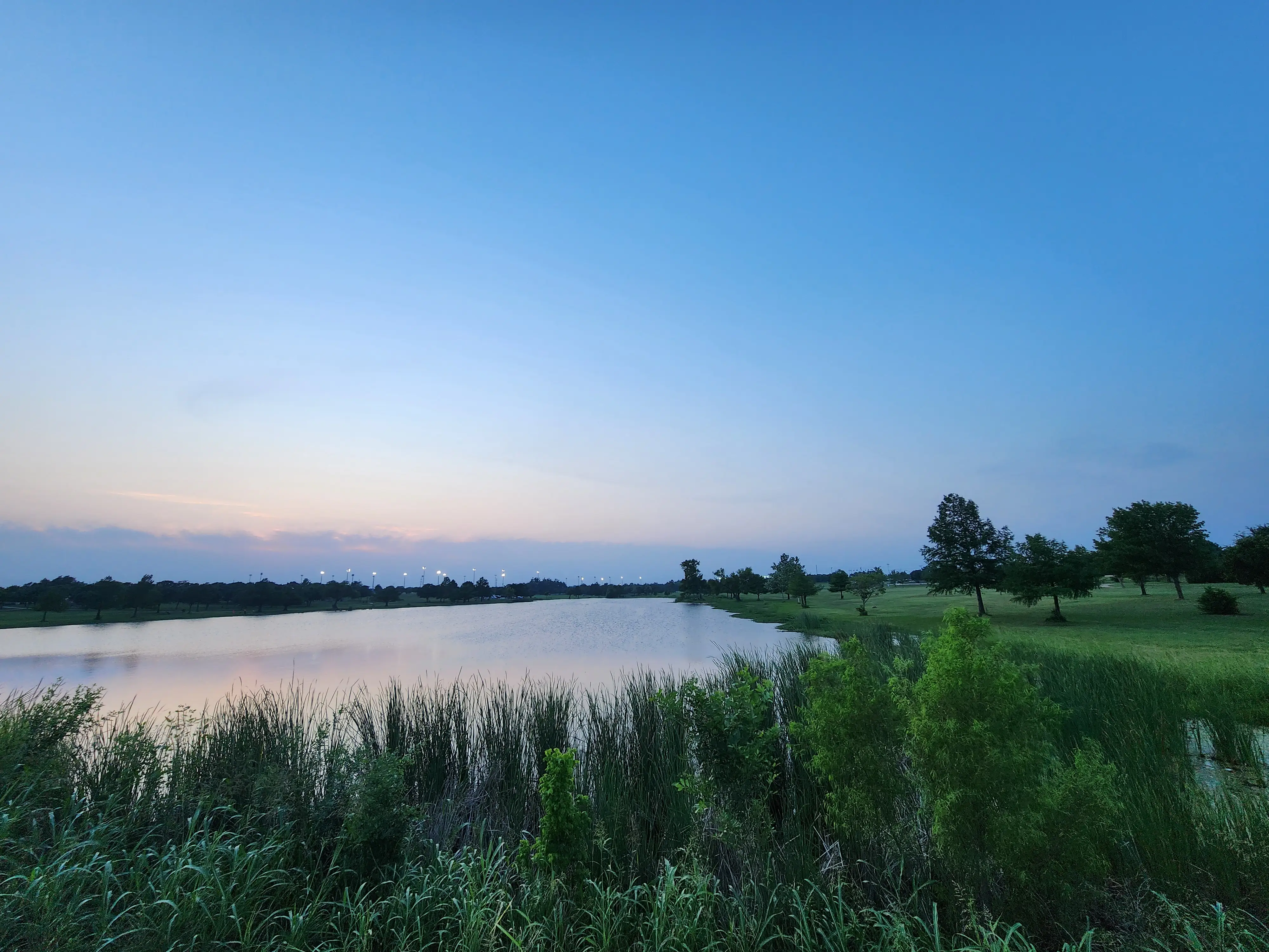 View of the lake against the sky in Williamson County, Texas.