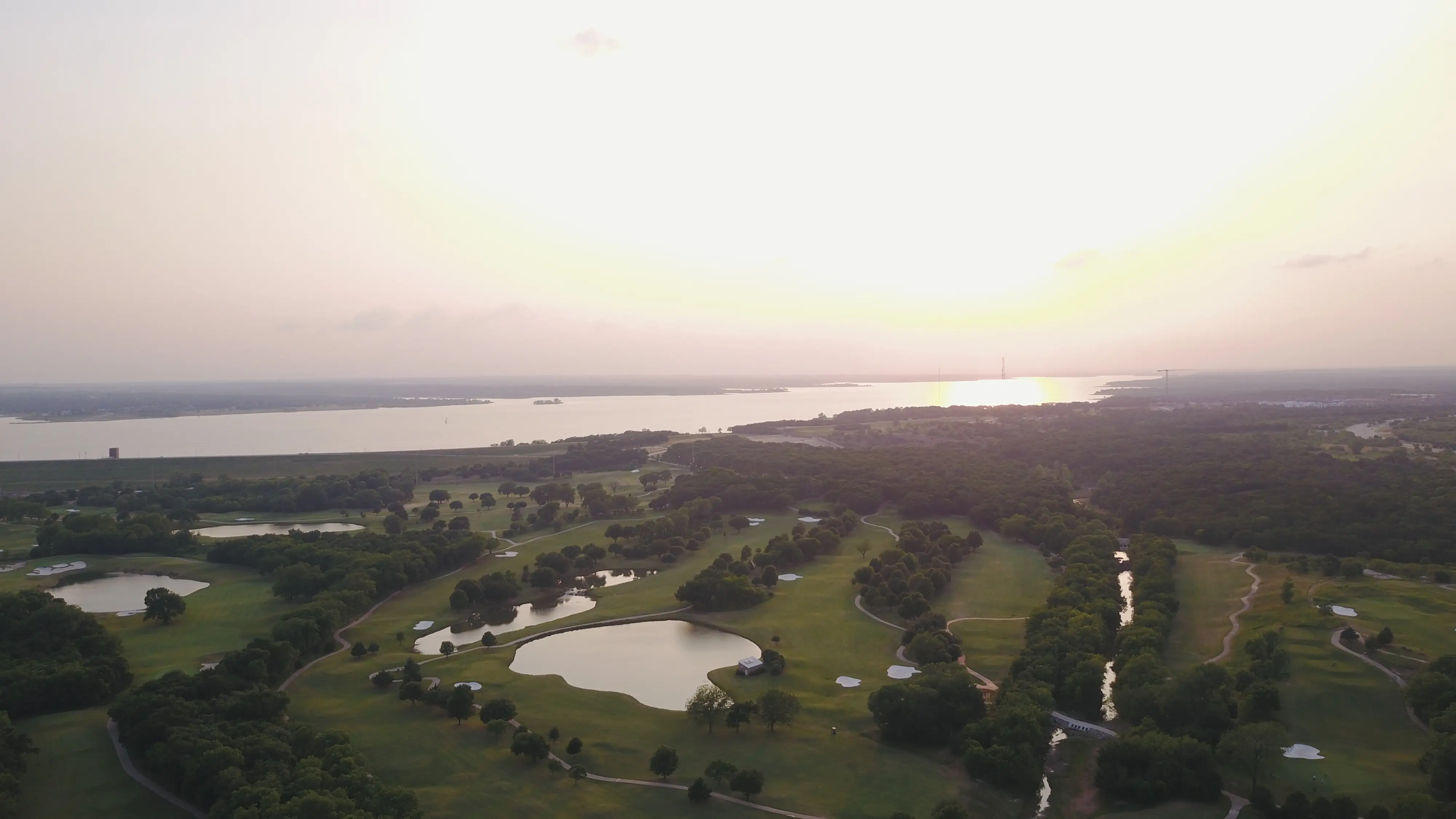 Drone point of view of Grapevine, Texas.