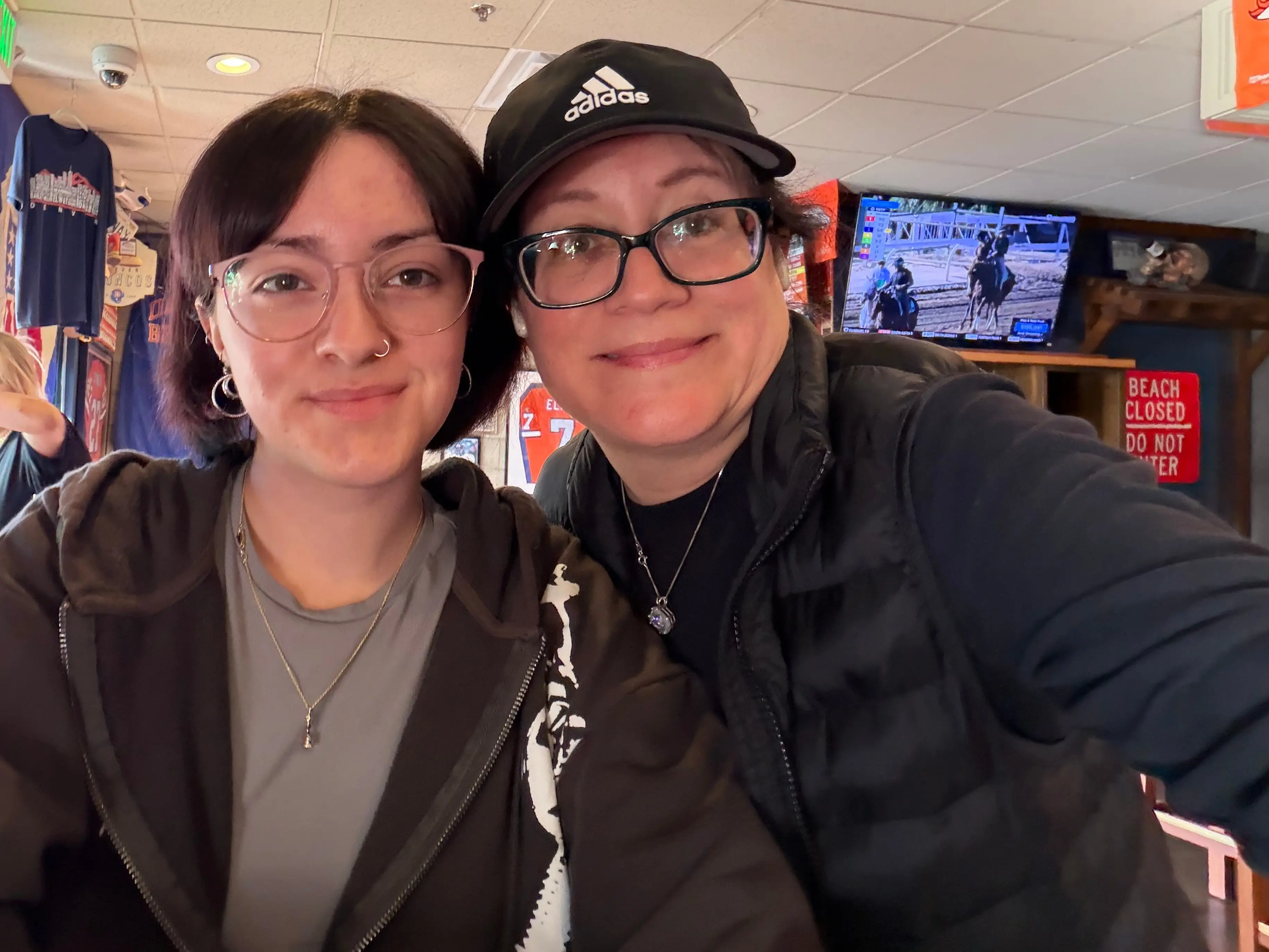 VaNessa Duplessie and her college-age daughter at a restaurant