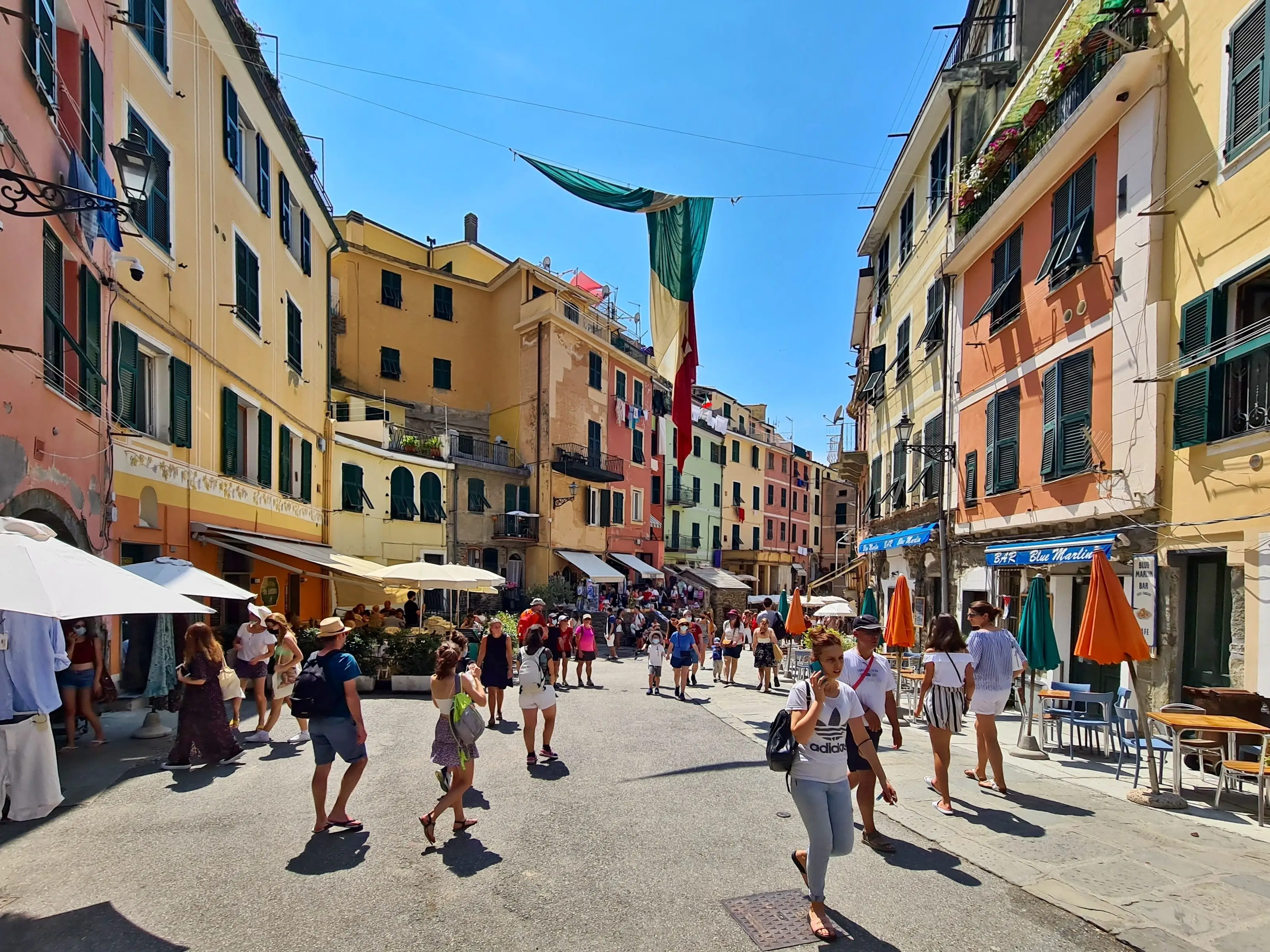Crowd in Vernazza, Italy.
