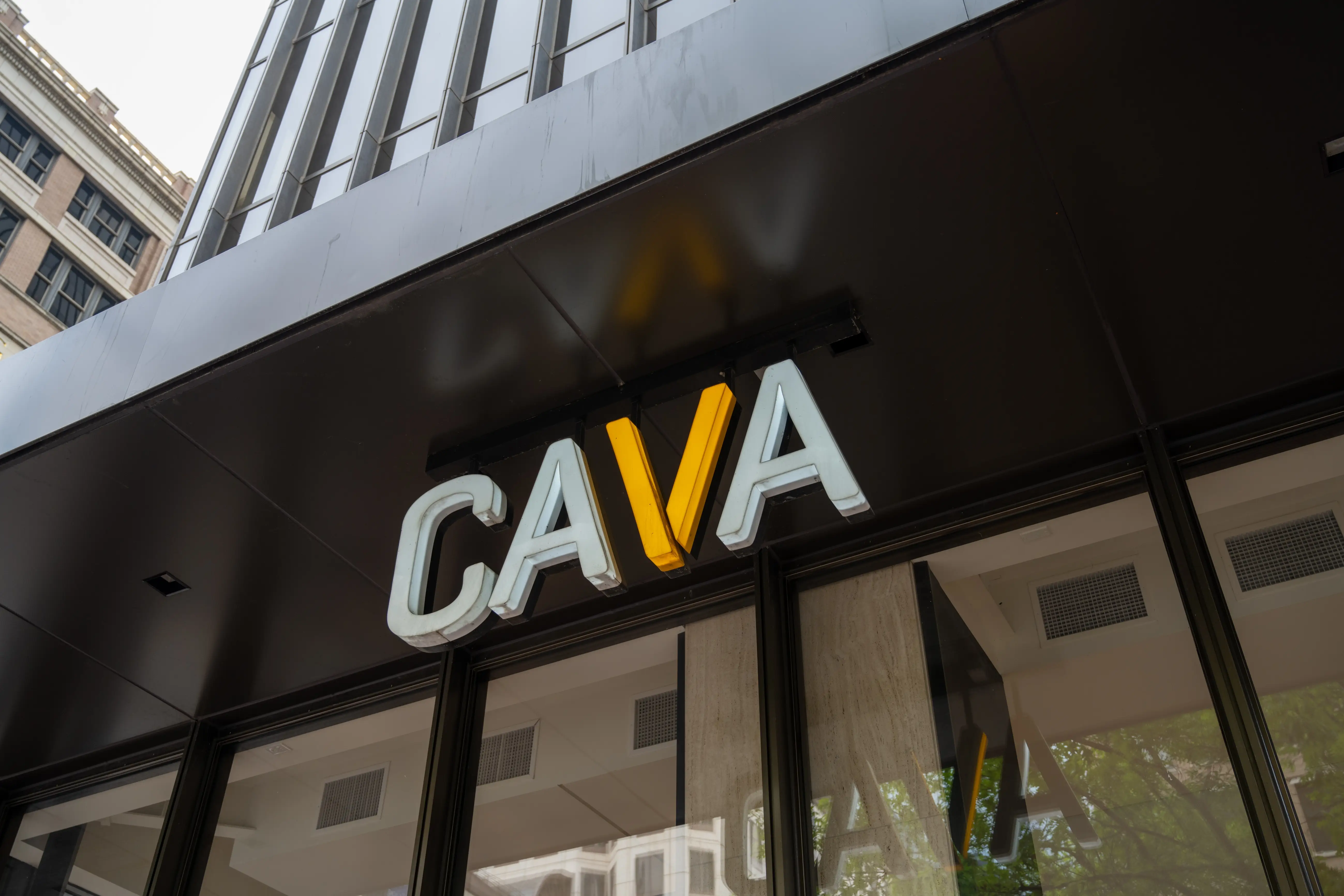 The exterior of a CAVA restaurant.