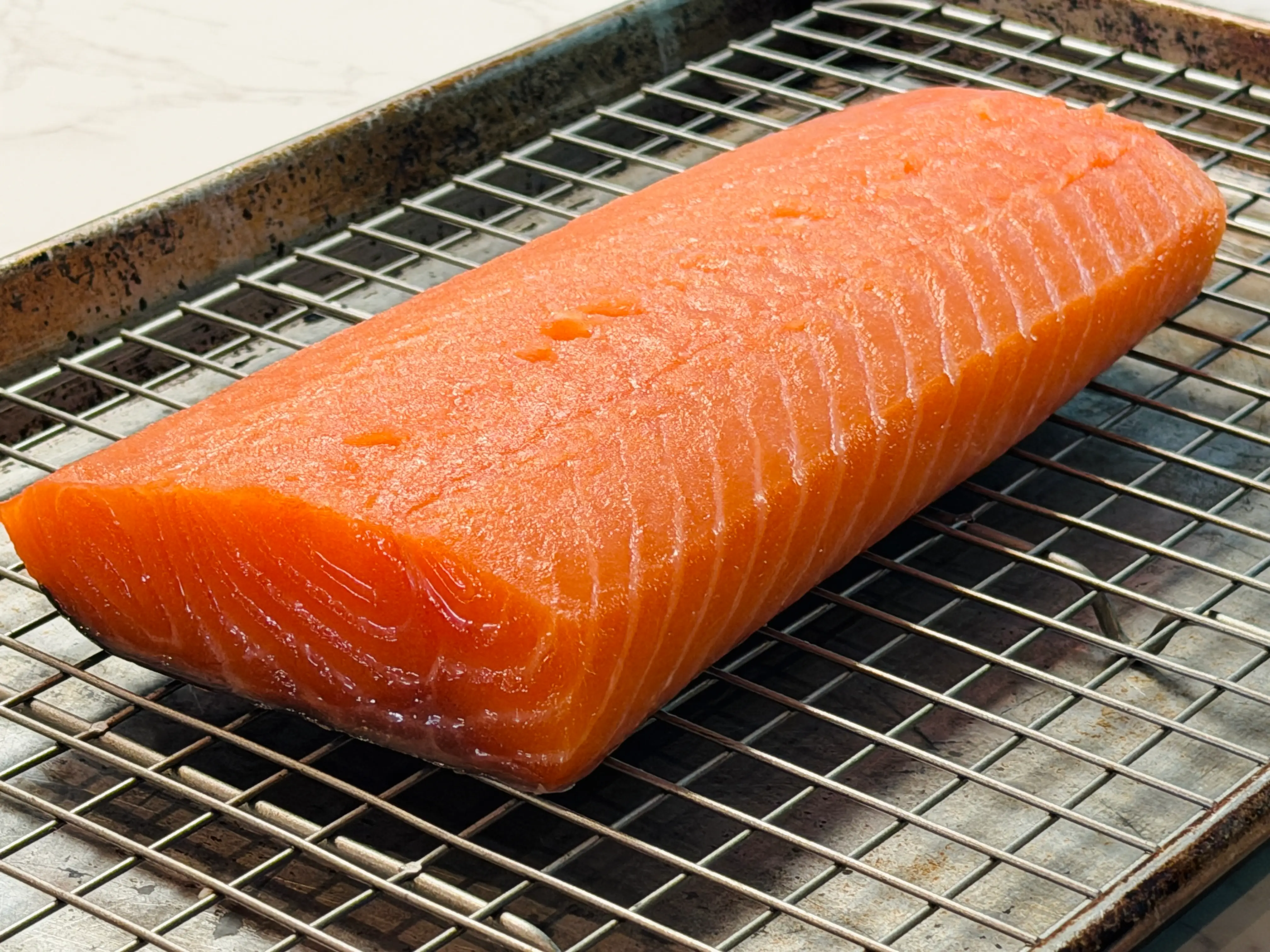 piece of raw uncooked salmon
