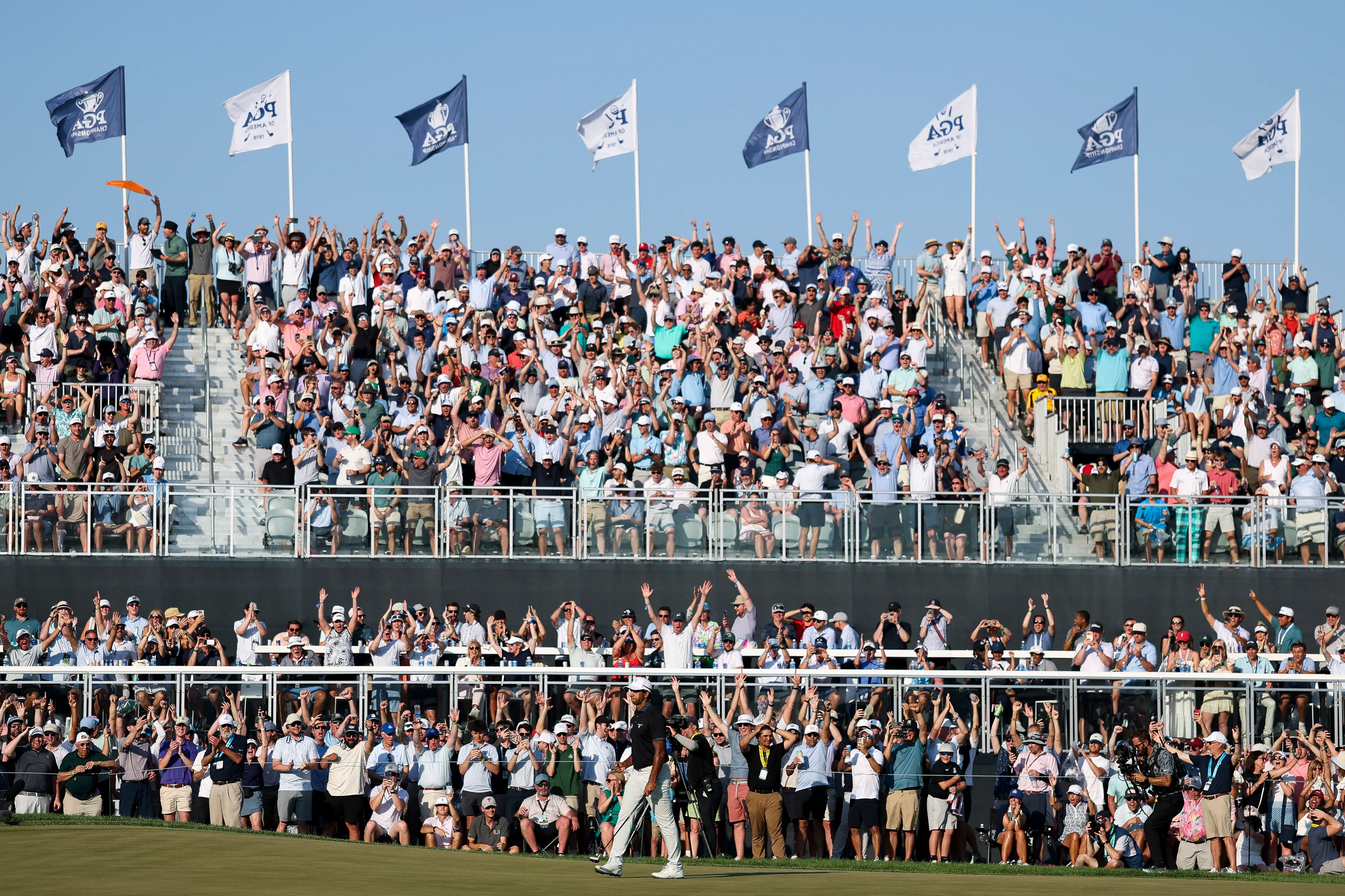 the stands at a golf tournament