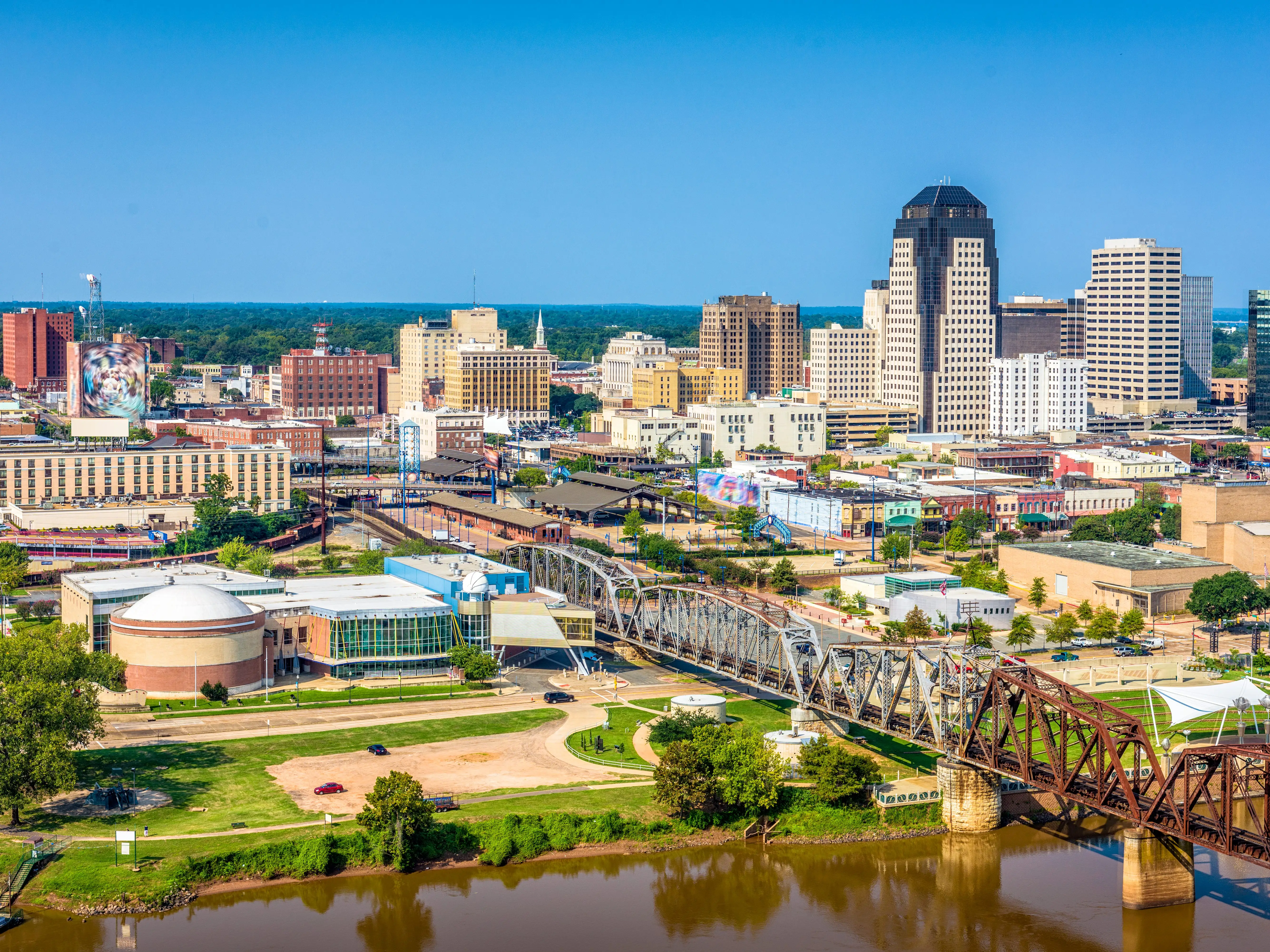 An aerial view of Shreveport, Louisiana.