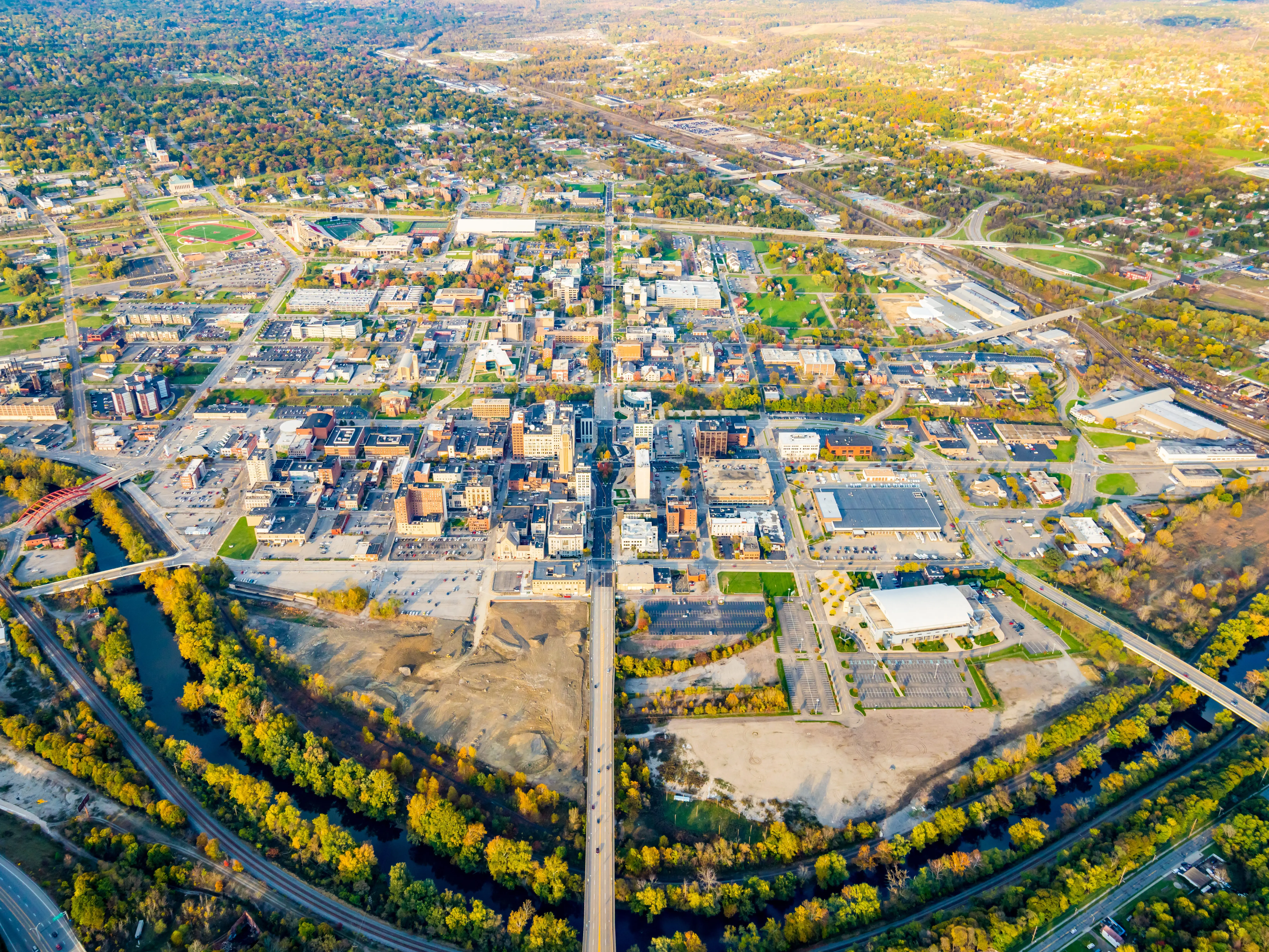 An aerial view of Youngstown, Ohio