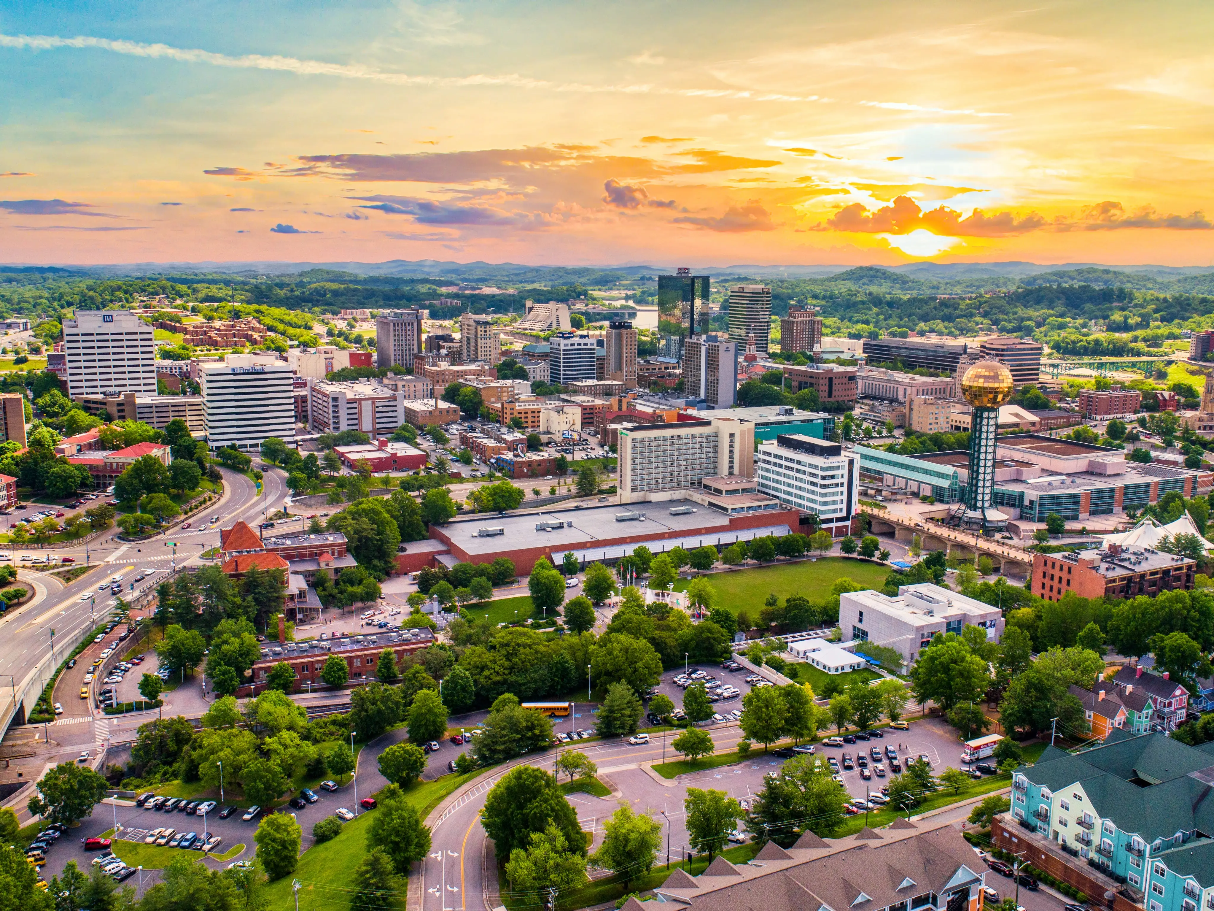 Knoxville, Tennessee, USA Downtown Skyline Aerial