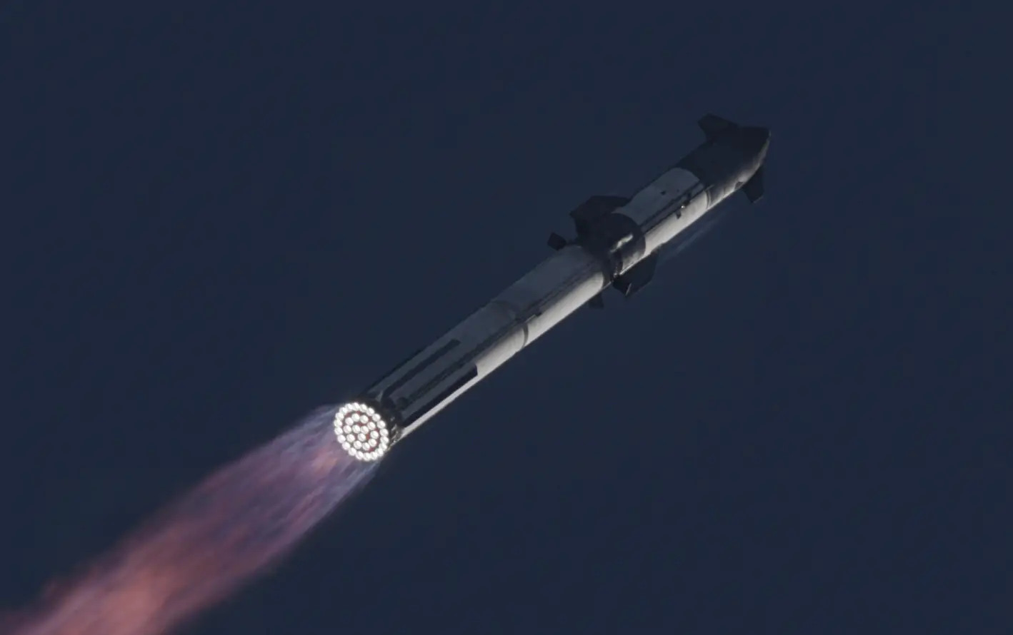 A SpaceX rocket dashes across the sky.