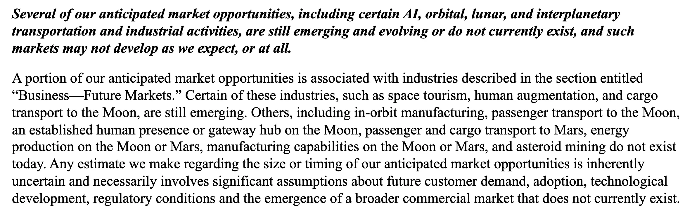 Text from SpaceX's S-1 pre-IPO filing