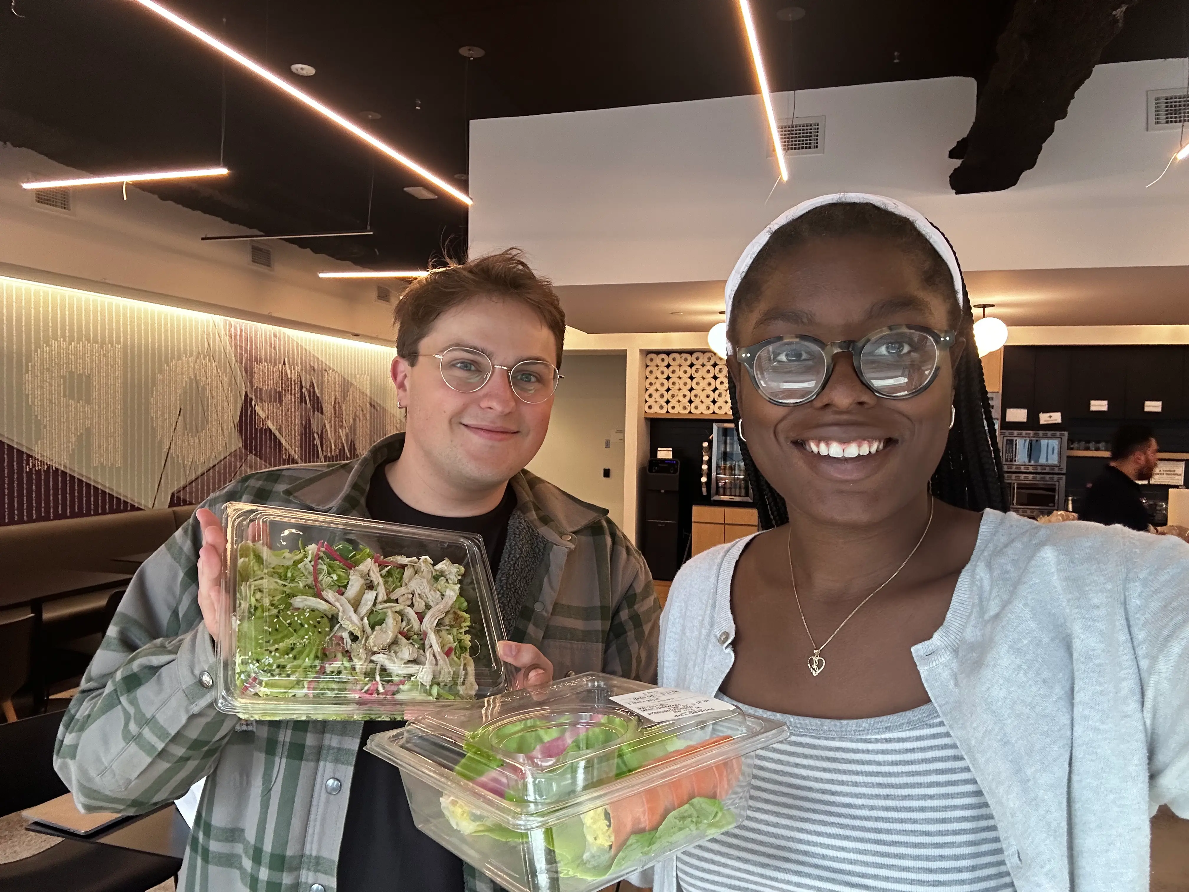 Authors holding food