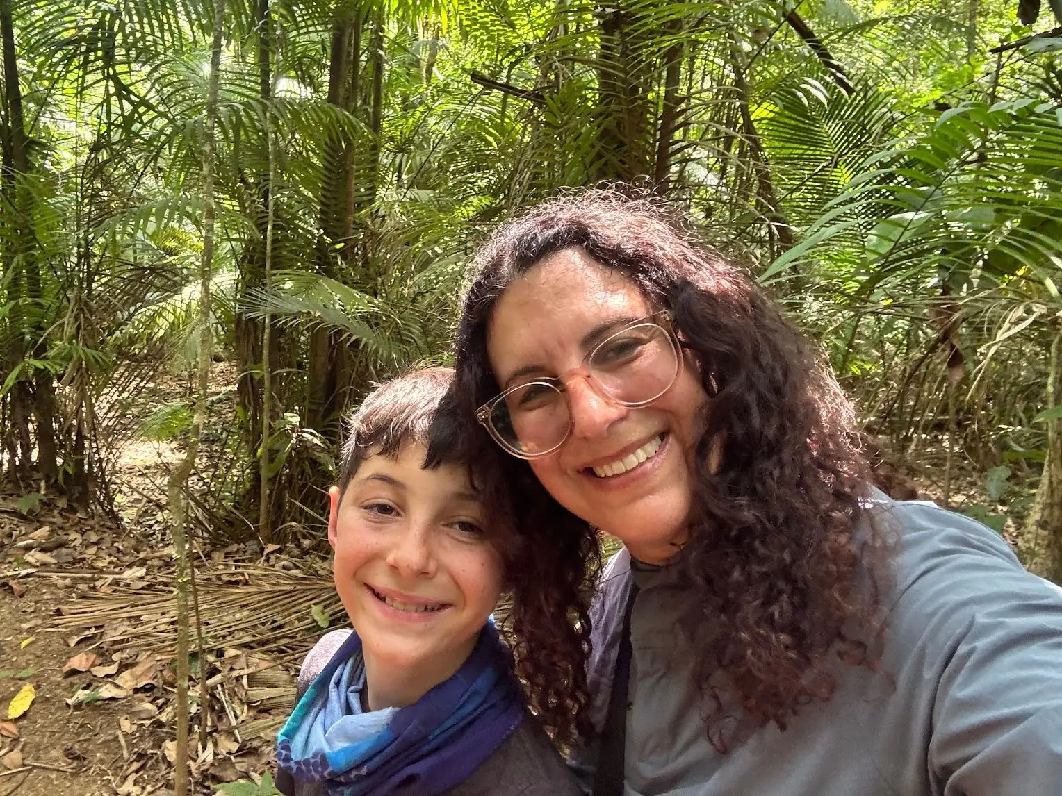 The author and her son among trees.