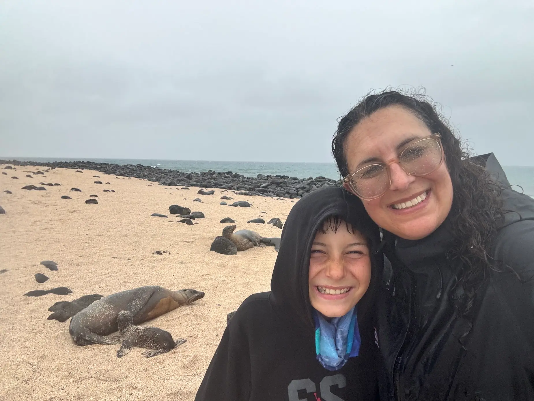 The author and her son on a beach.
