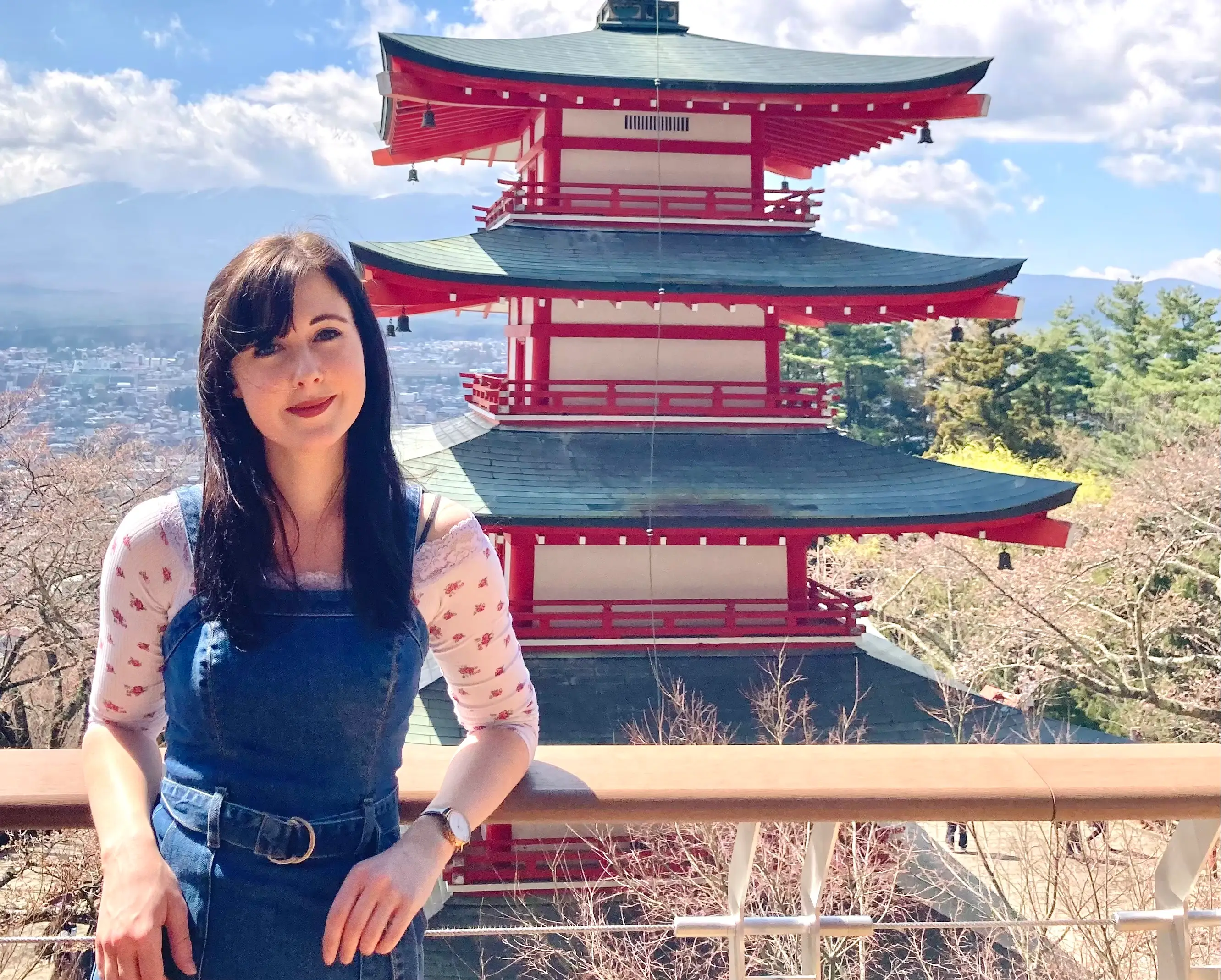 Woman posing near Chureito Pagoda