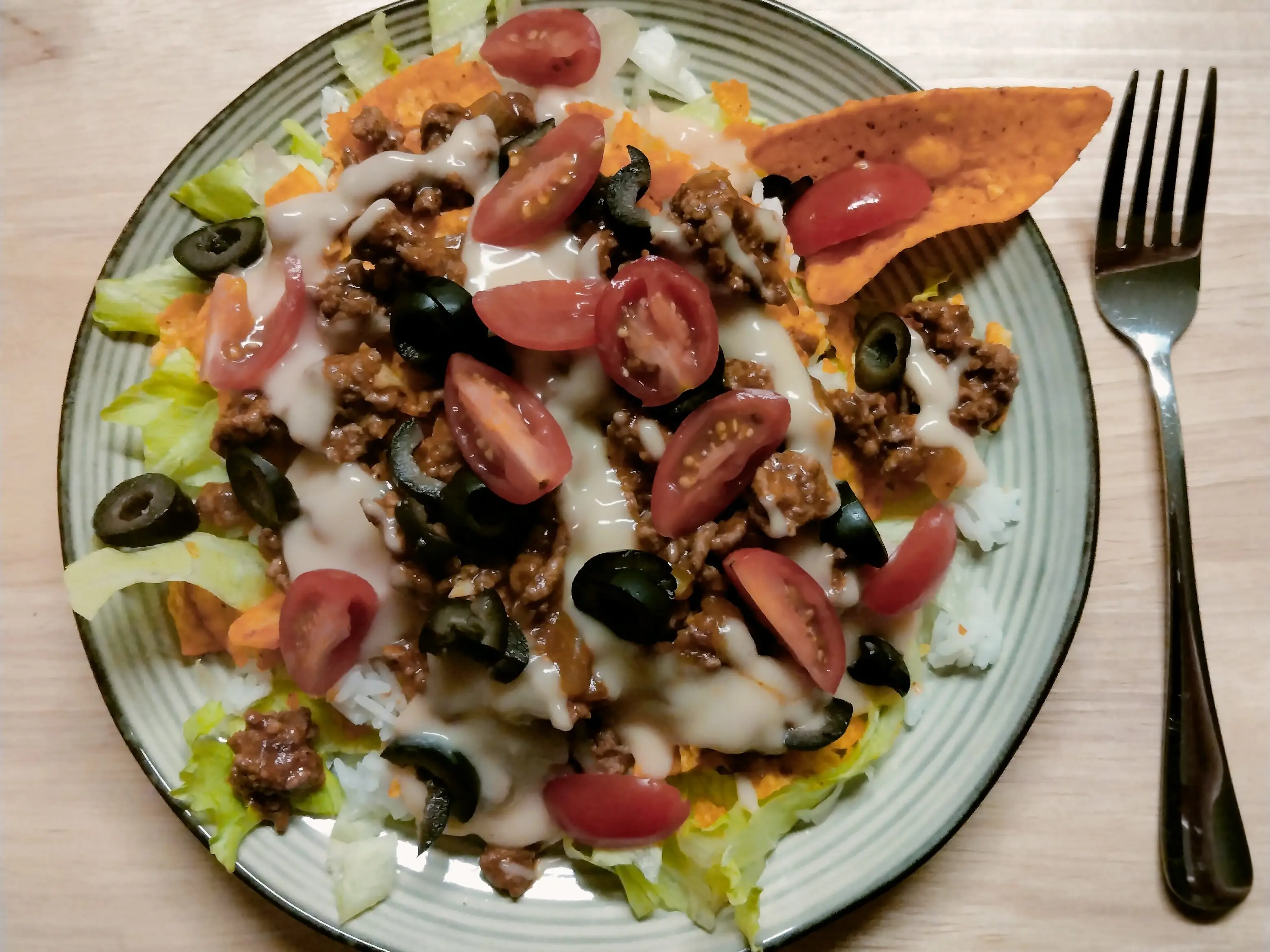 A taco salad the author made with her daughter.