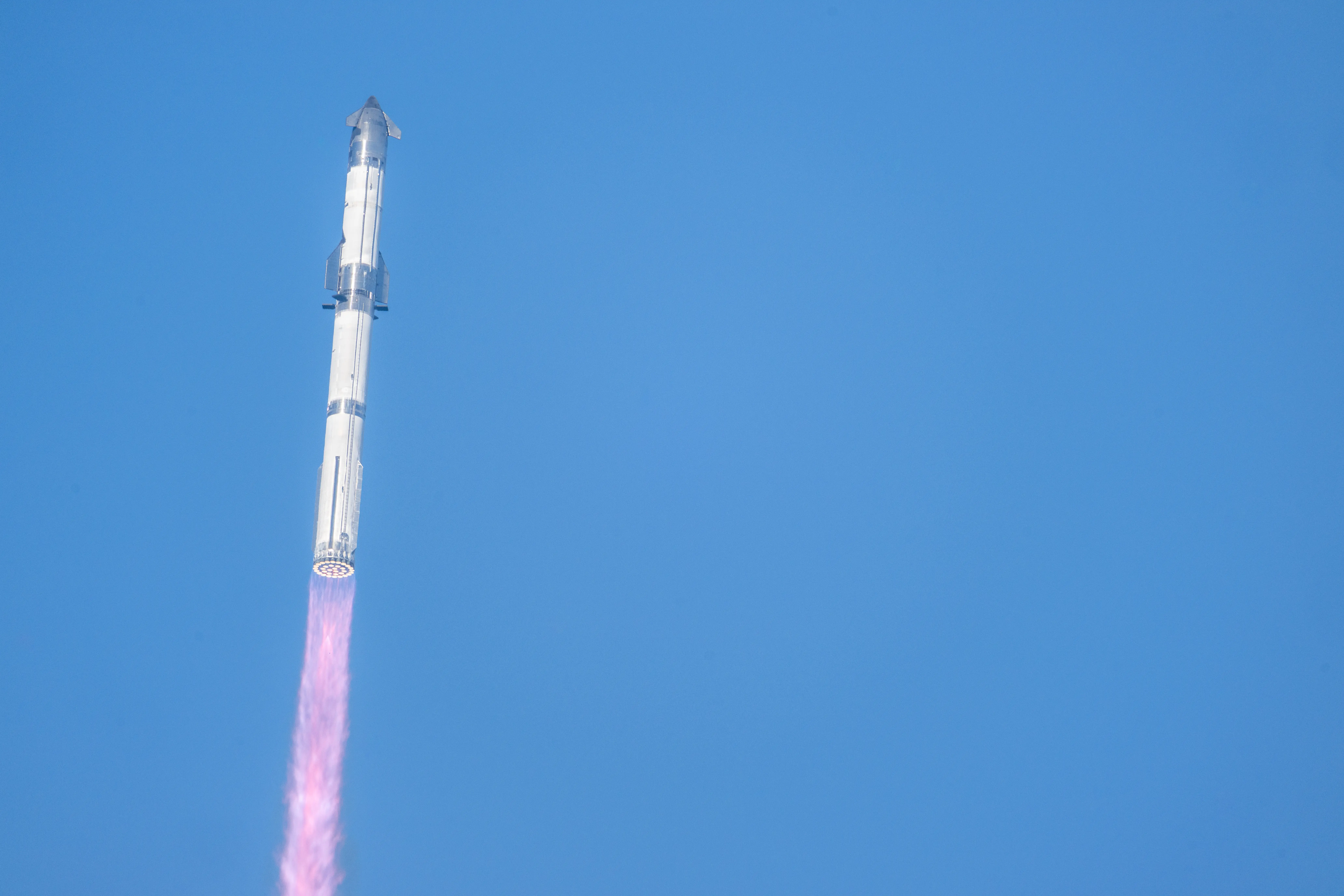 SpaceX Starship Flight 8 launches from Orbital Launch Pad A at Boca Chica beach on March 06, 2025 in Boca Chica Beach, Texas.