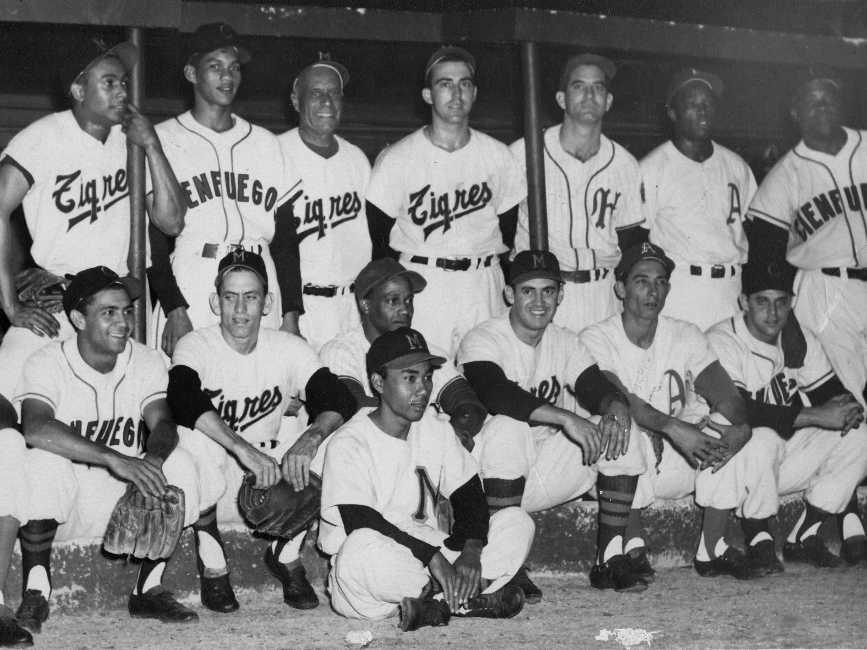 The finest players in the Cuban winter league pose together at their annual All Star game in Havana in March 1958, Havana.