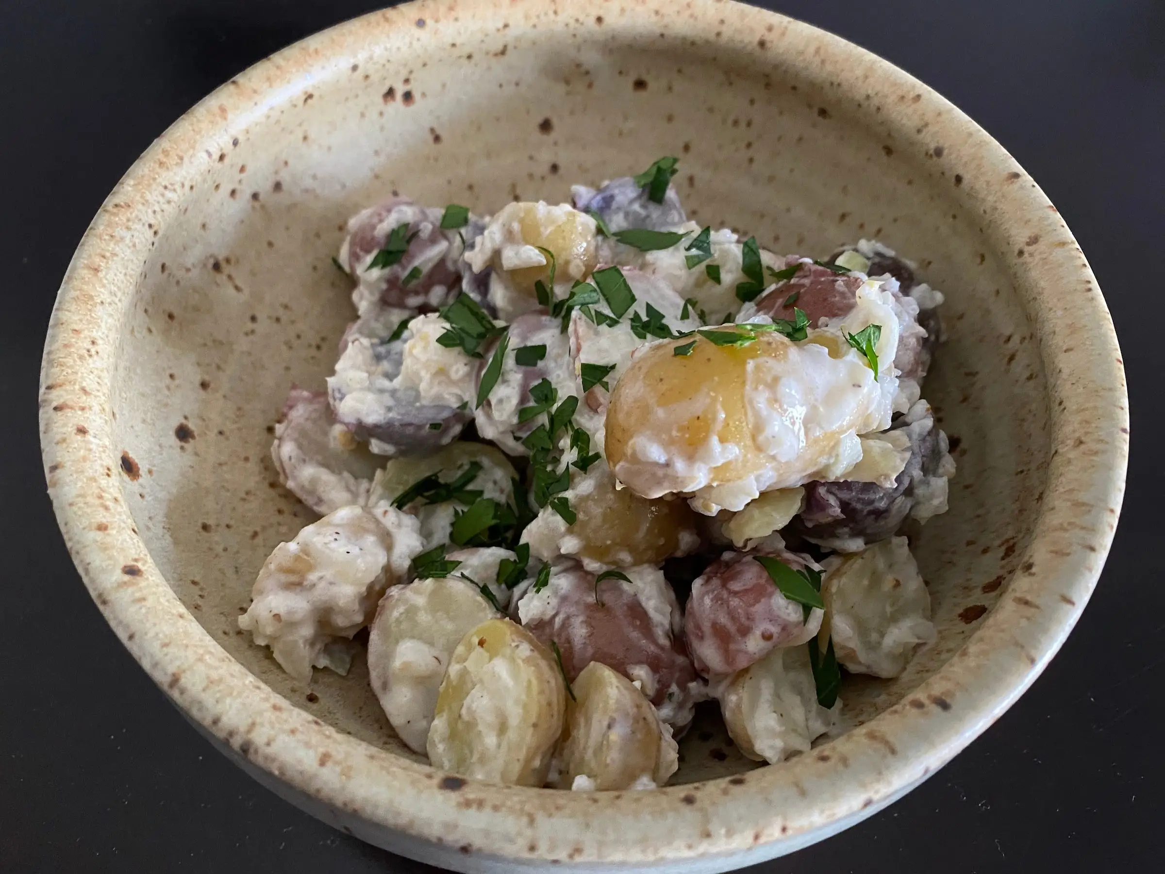 potato salad with herbs and mayo