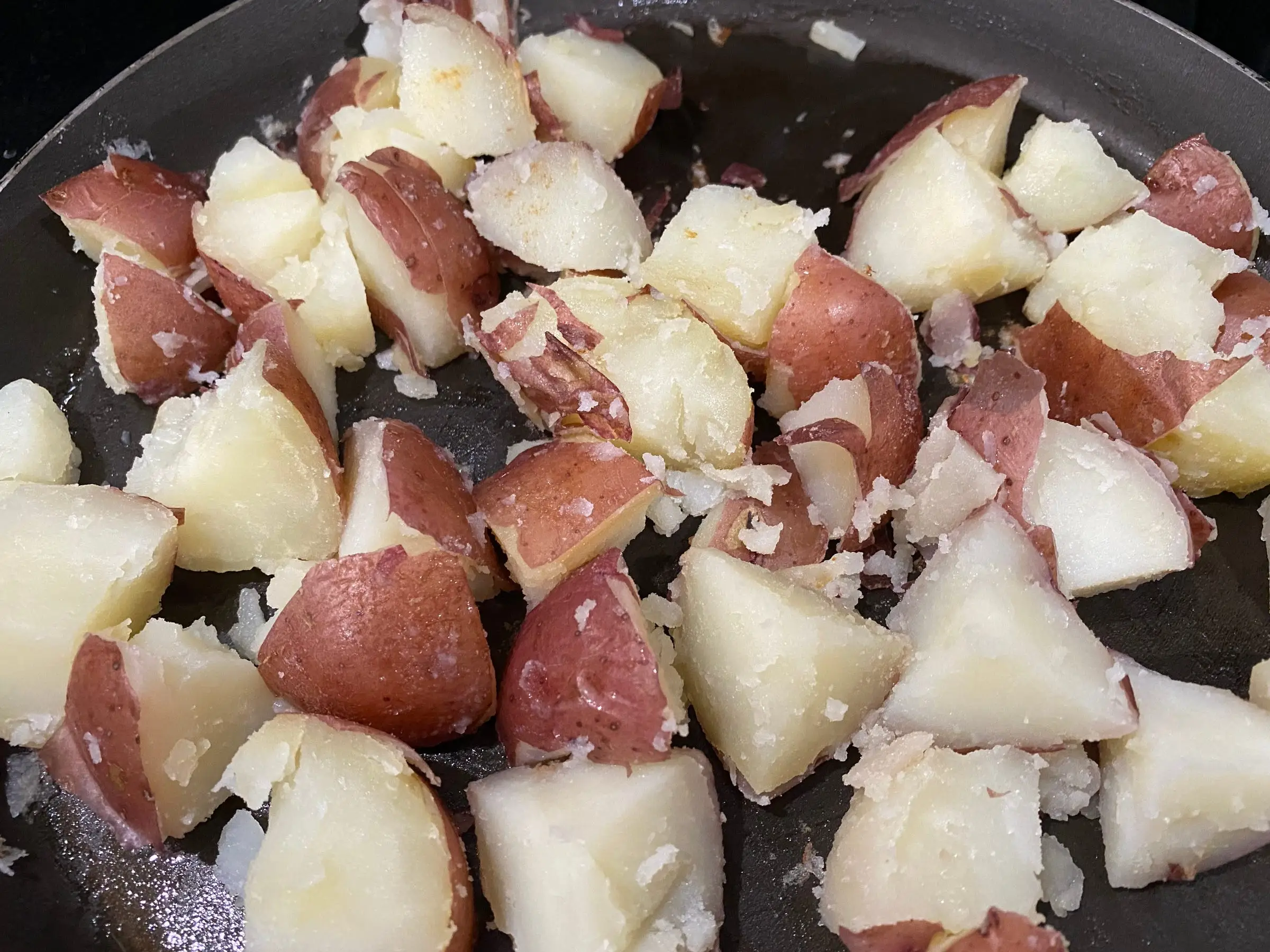 softened red potato cubes
