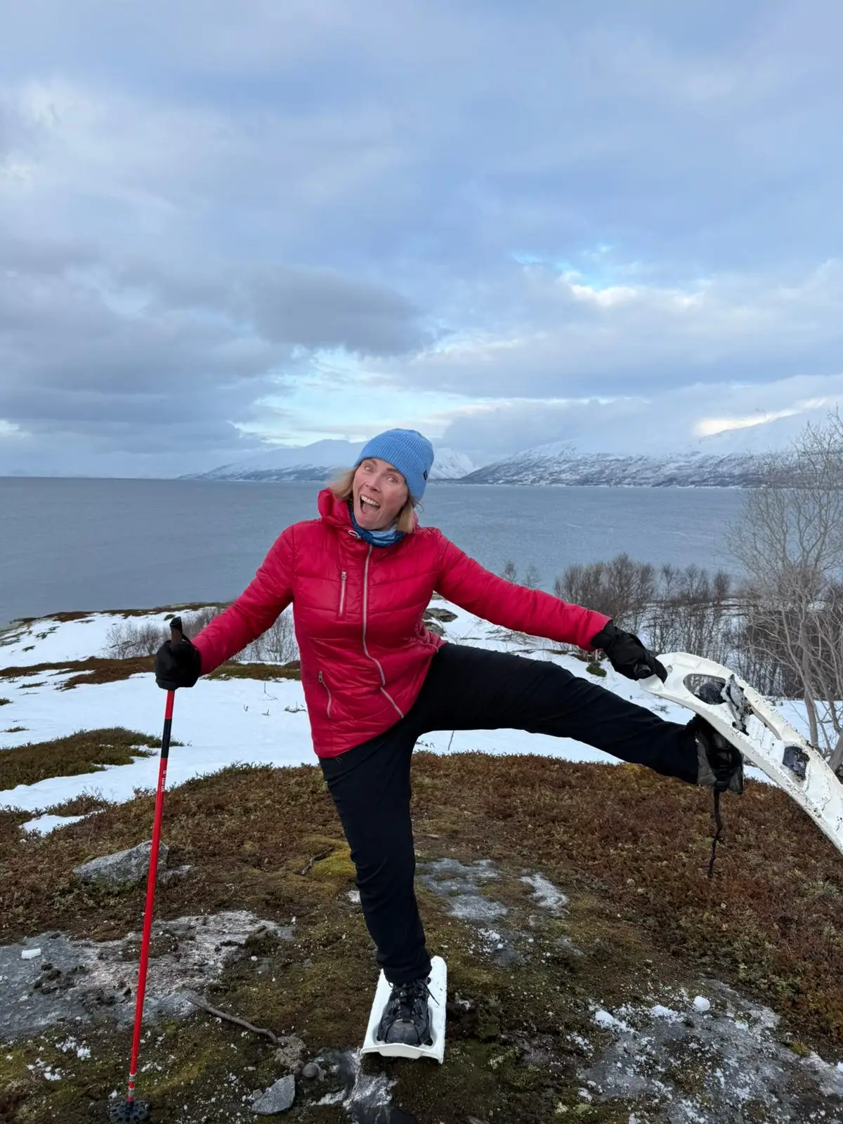 The author posing while snowshoeing.