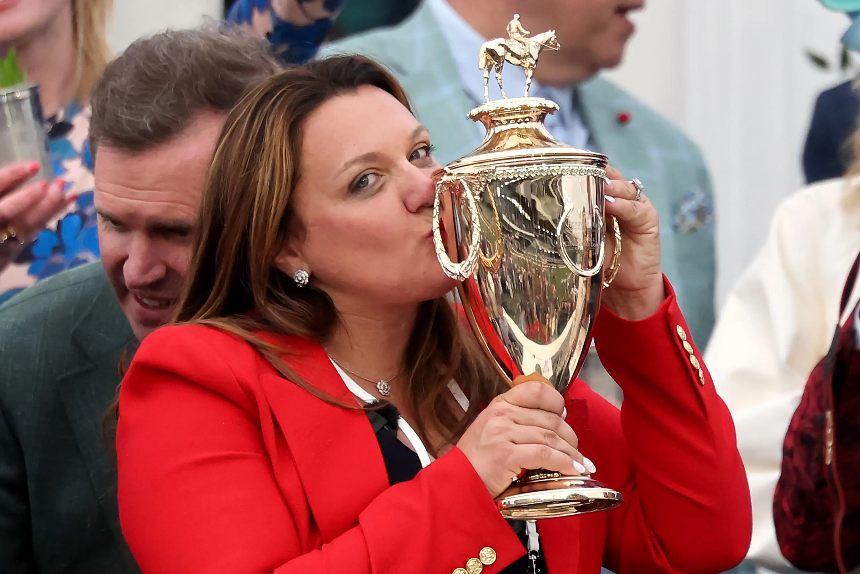 Cherie DeVaux trainer of Golden Tempo #19, is the first female trainer to win the Kentucky Derby