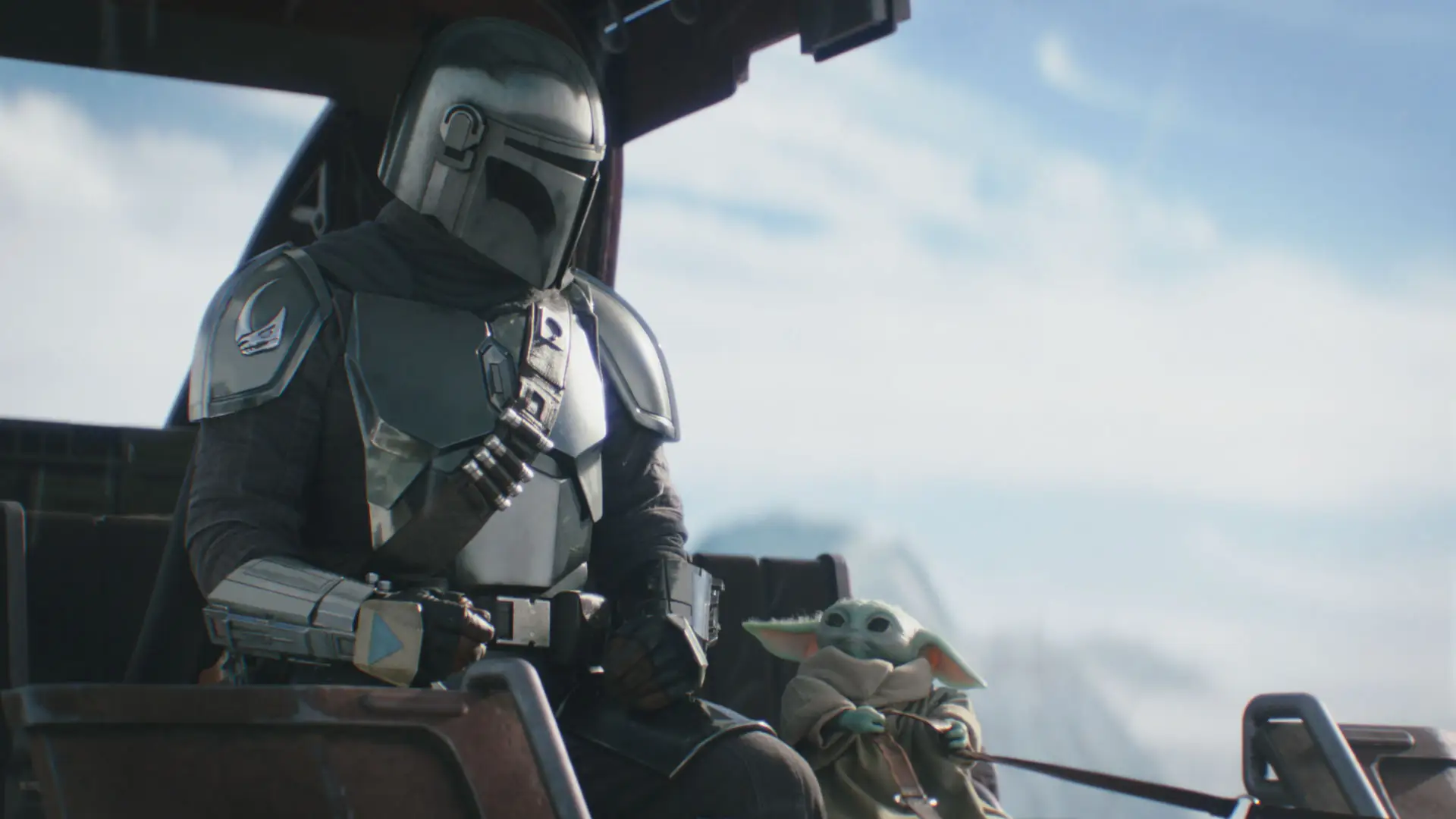 The Mandalorian and Grogu sitting