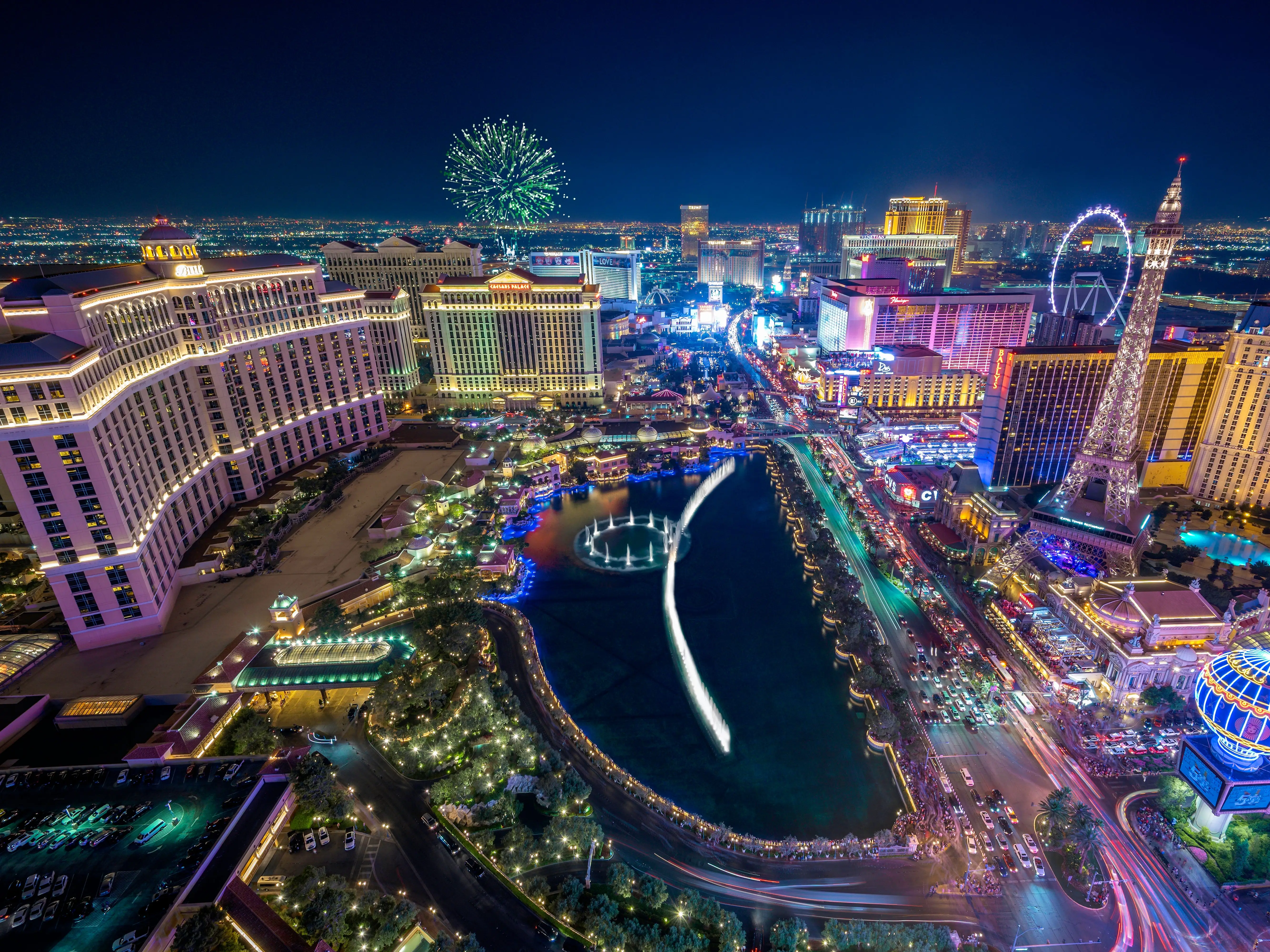 Illuminated buildings in Las Vegas, Nevada.
