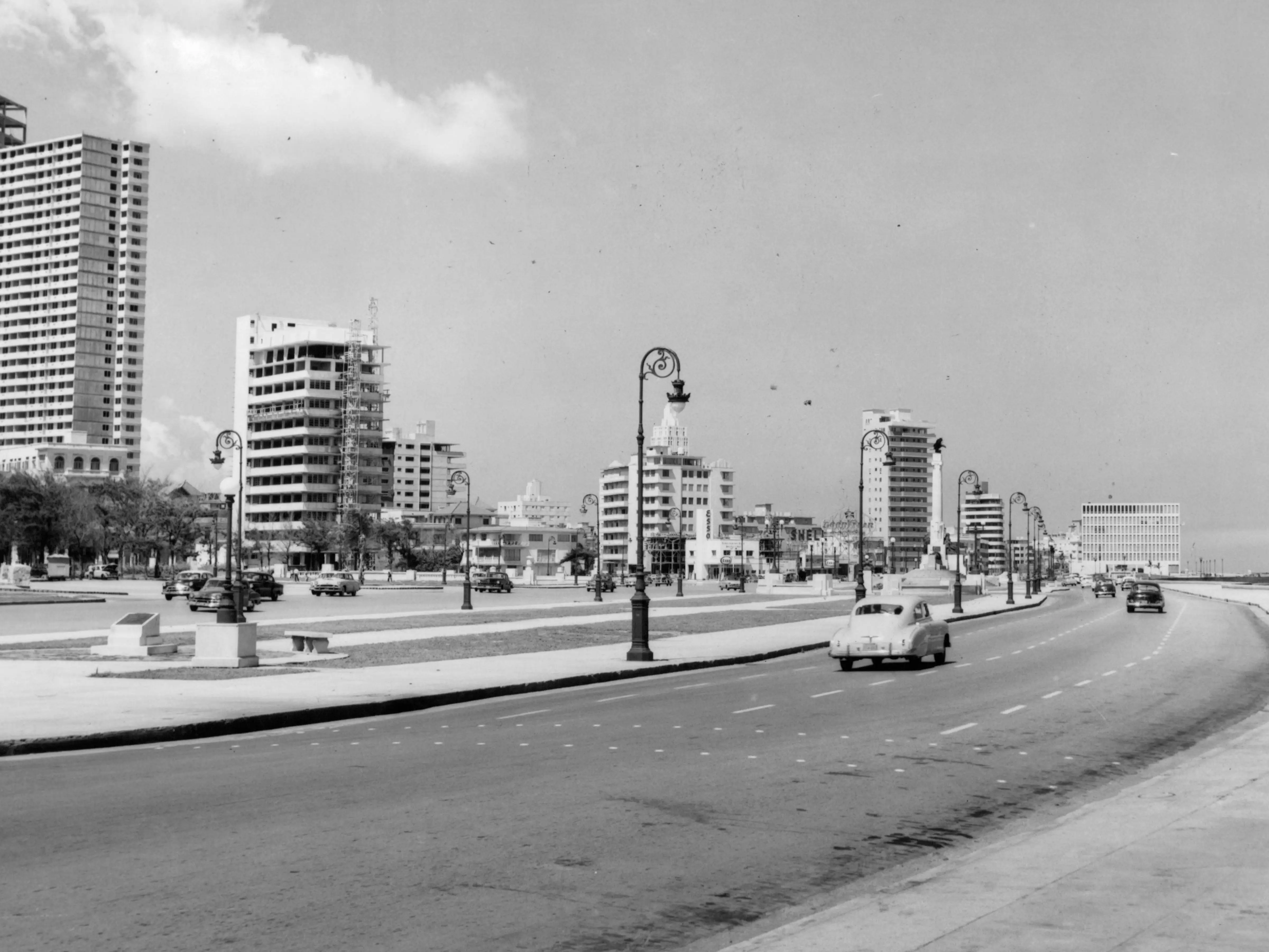 A magnificent view of the modern building recently erected in the Vedado facing Malecon Drive in Havana, Cuba.