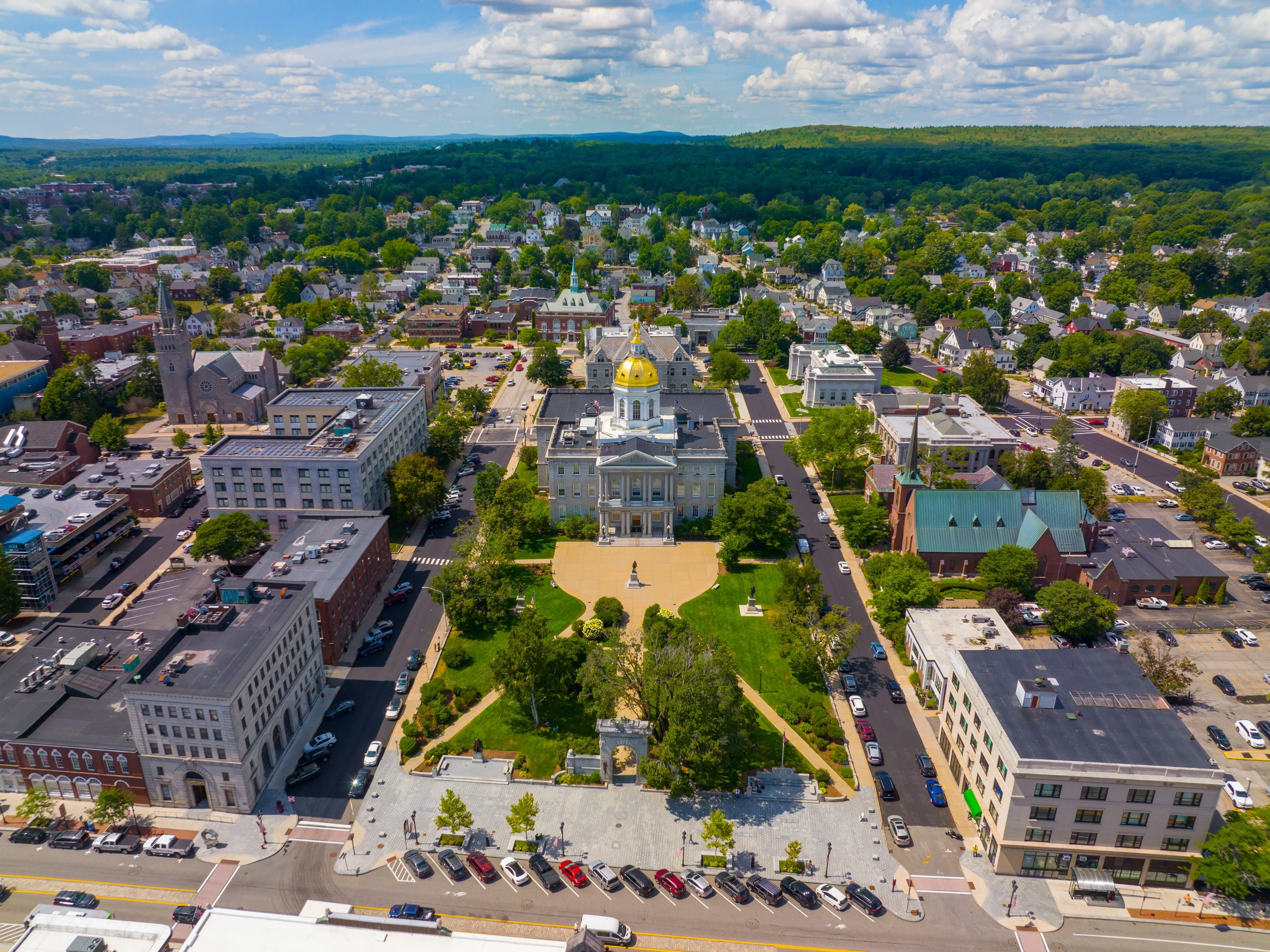 Aerial view of Concord, New Hampshire.