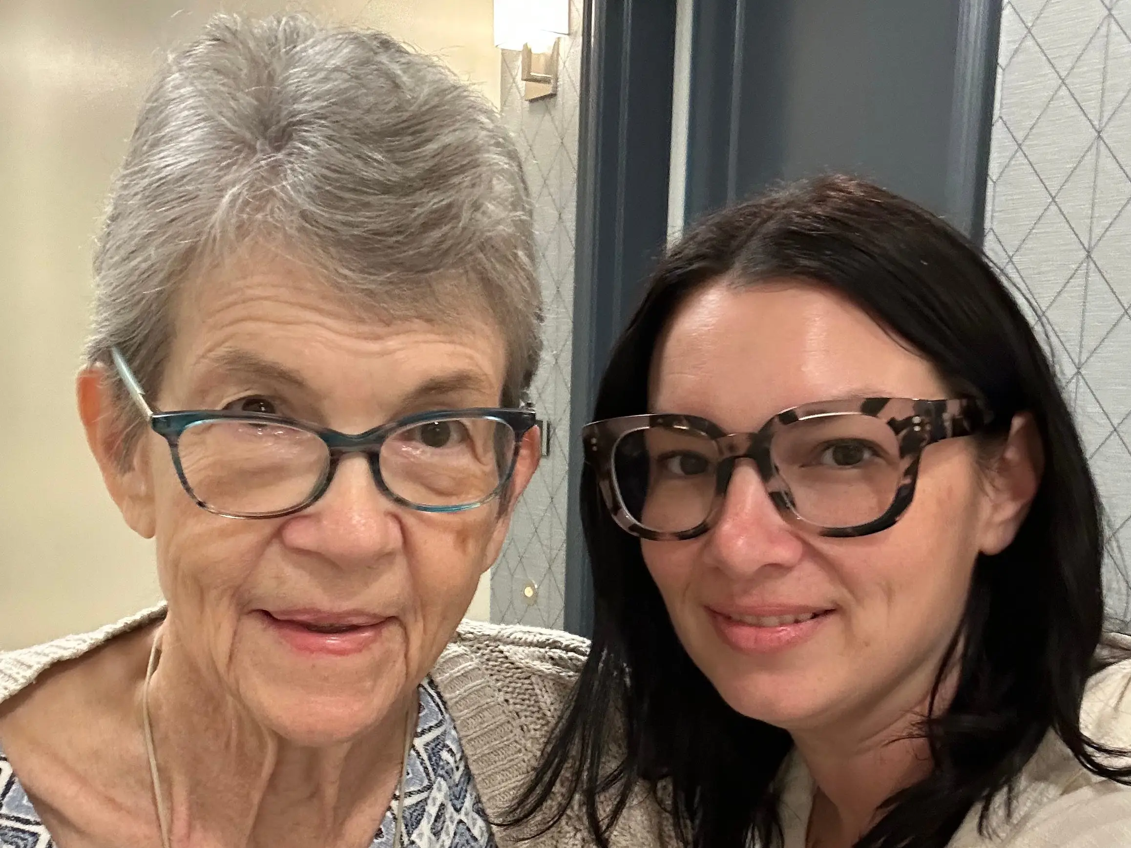An older woman and her daughter.