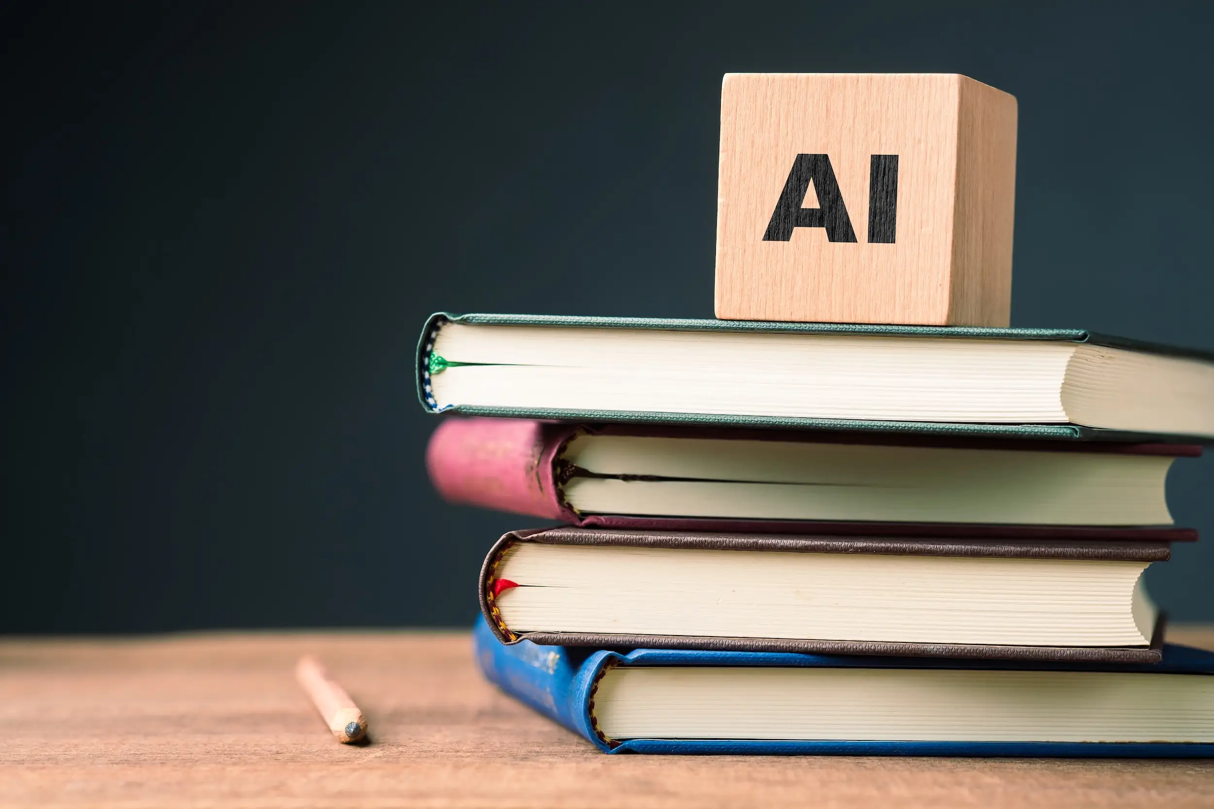A stock image of AI and books
