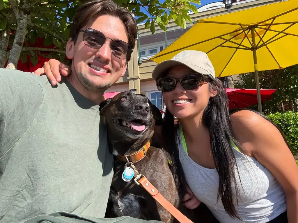 Charles Boddie and Bianca Chan with their dog