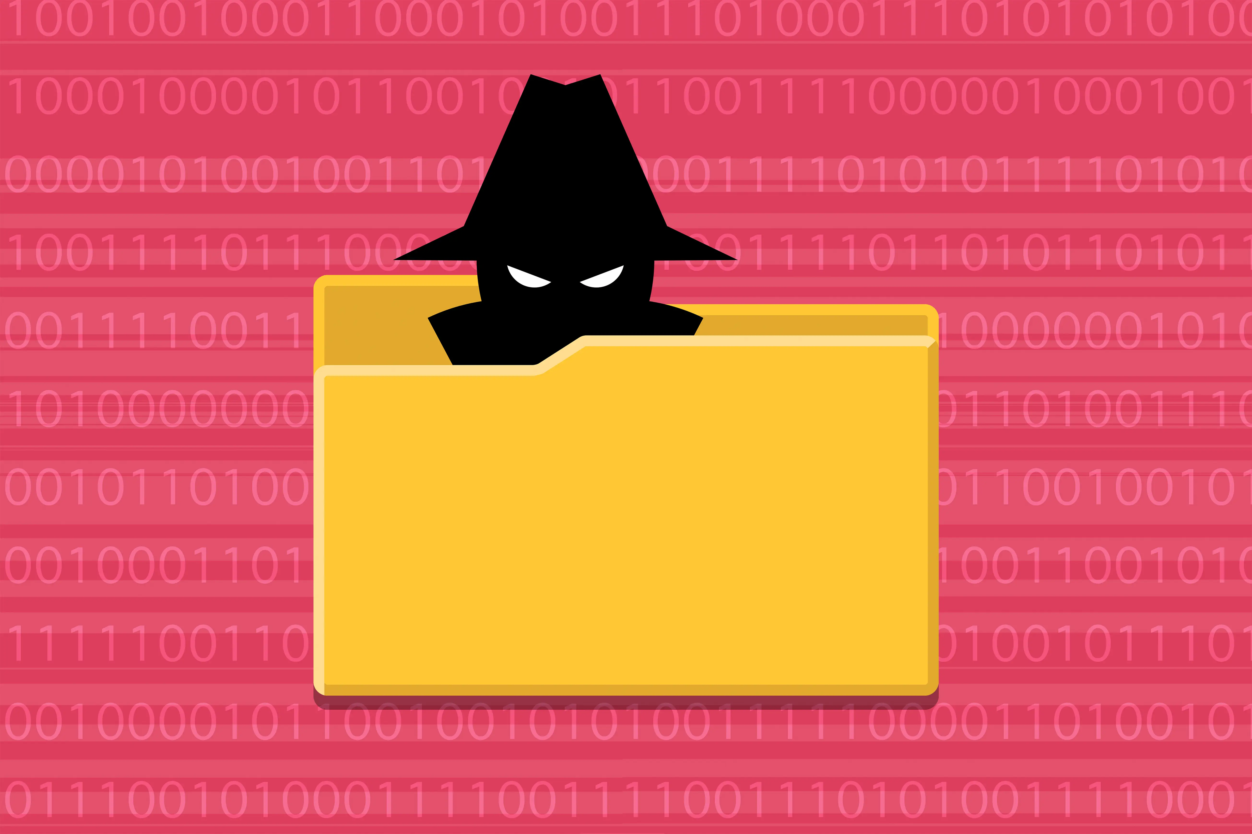 A graphic depicting a thief in a file folder