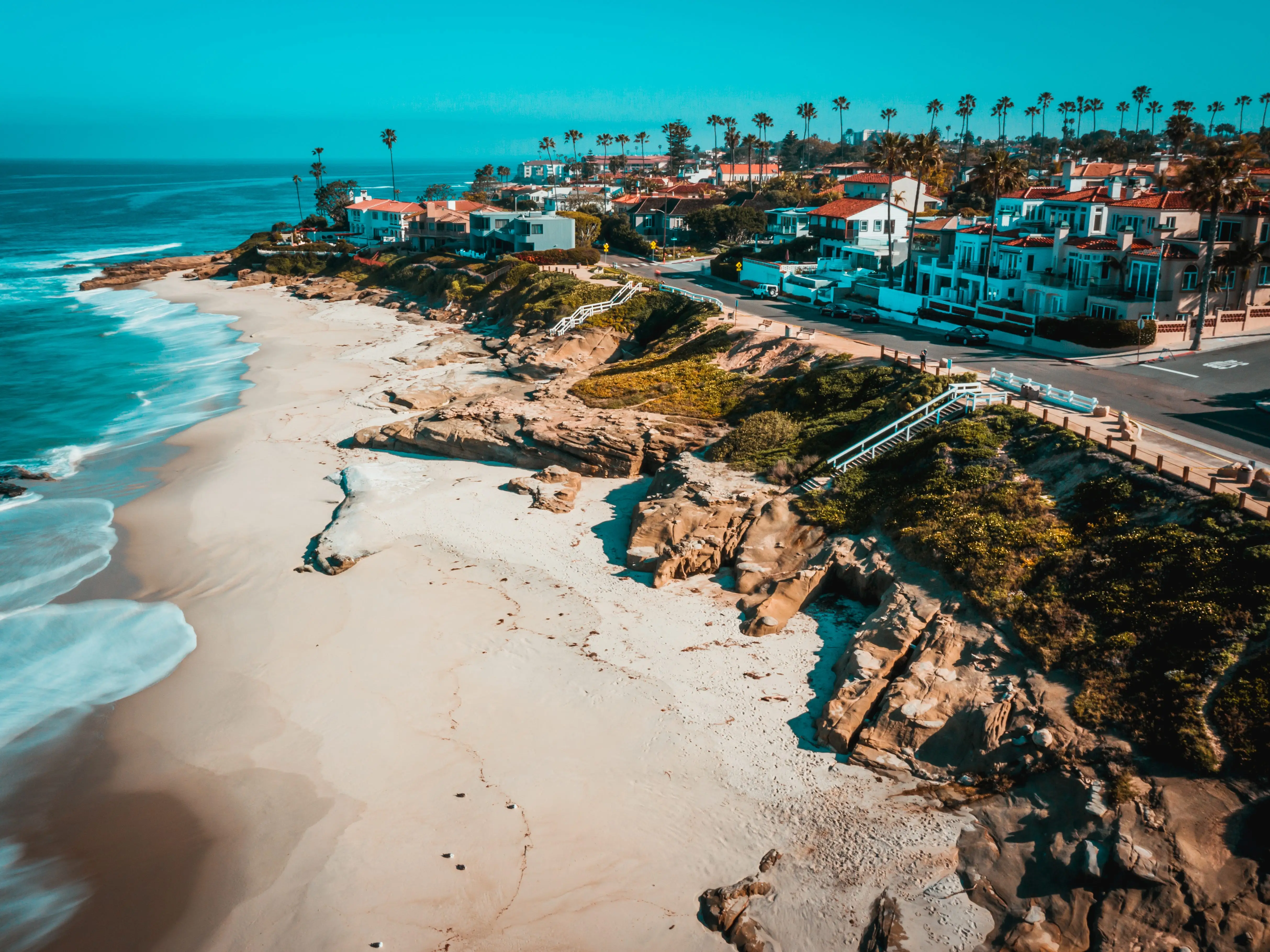 Empty beaches in San Diego, California.