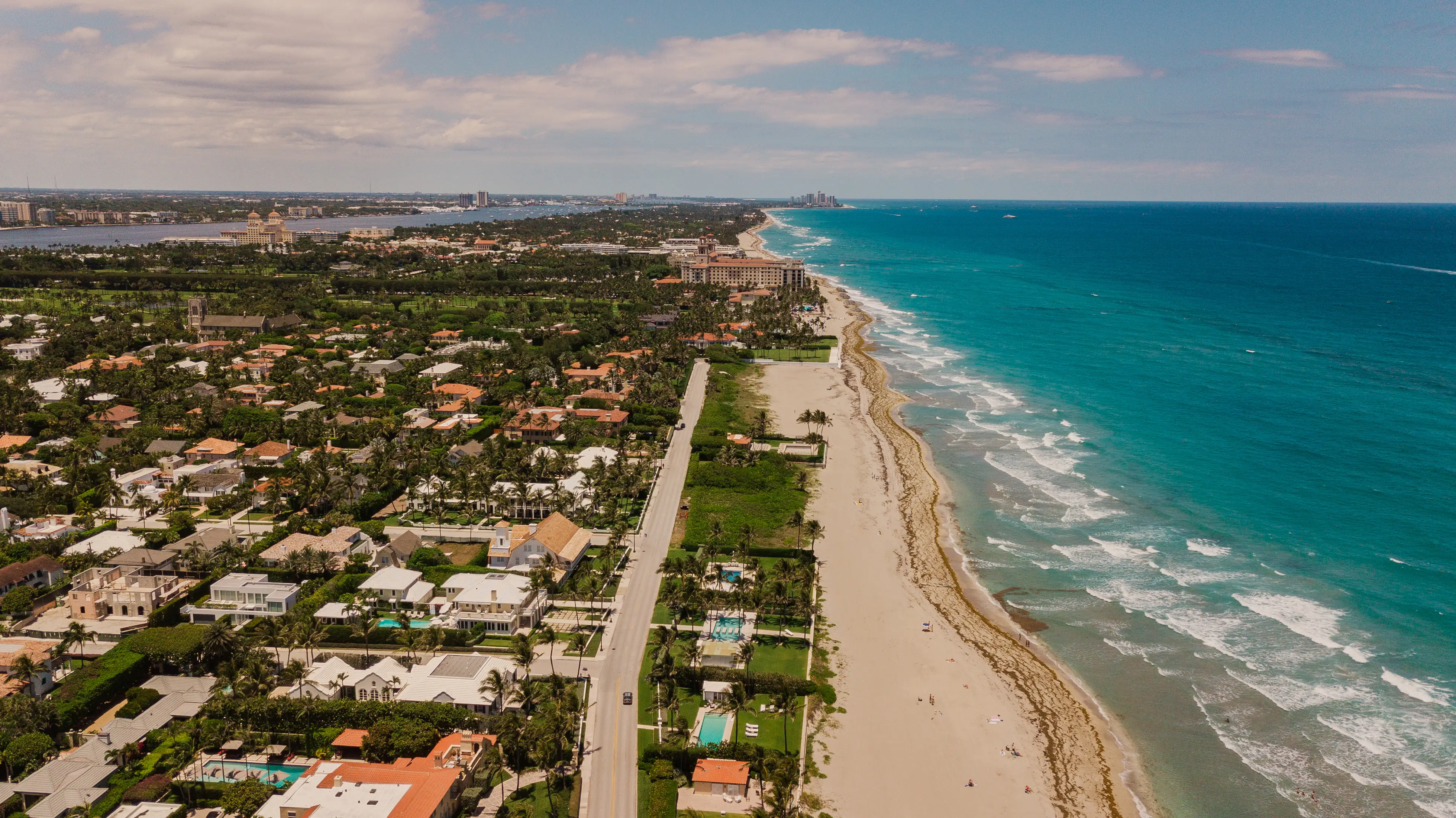 Aerial view of Palm Beach, Florida.