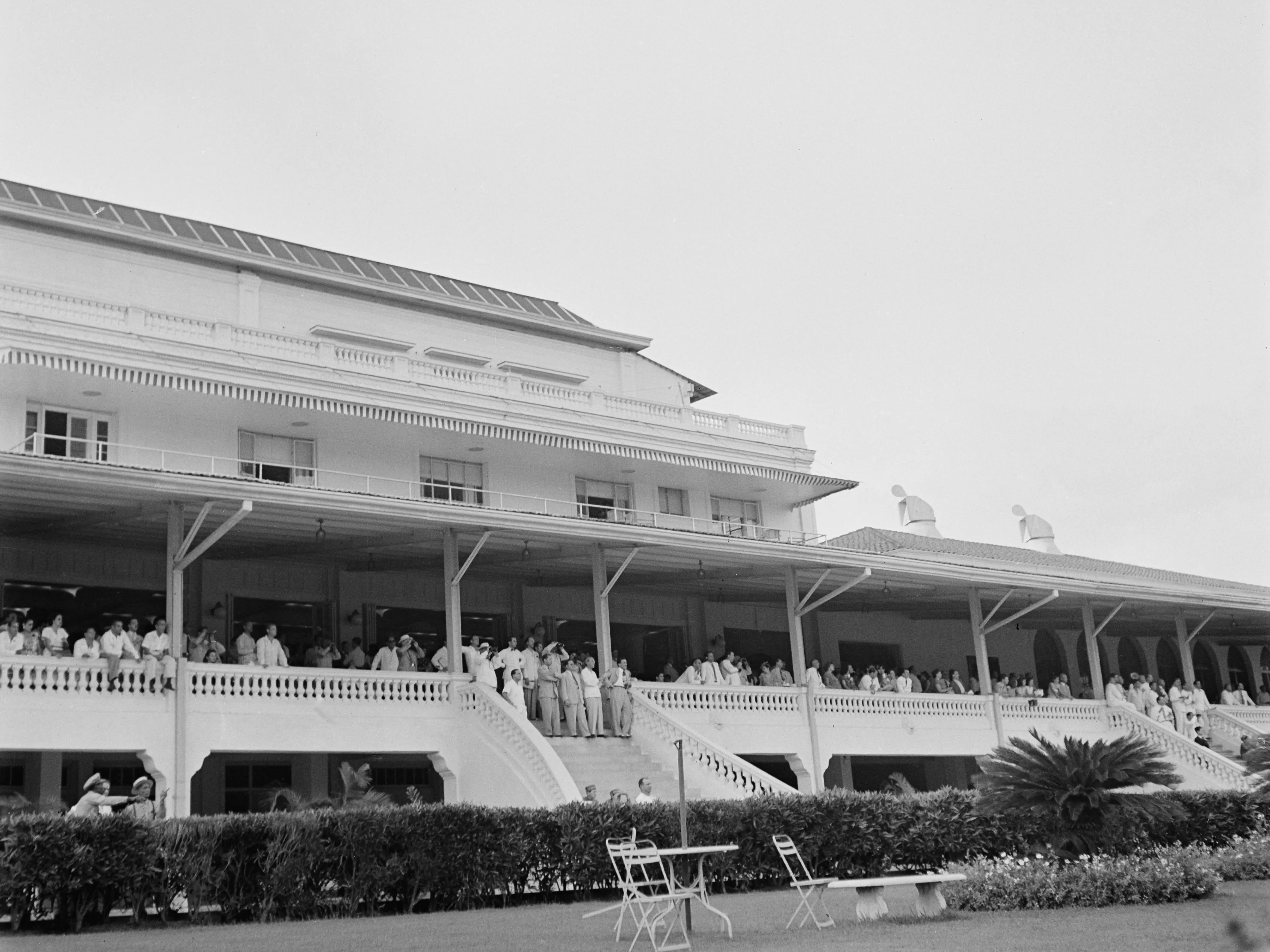 HAVANA, CUBA - MAY 12, 1946: A view of the stands during a horse race in Havana, Cuba.