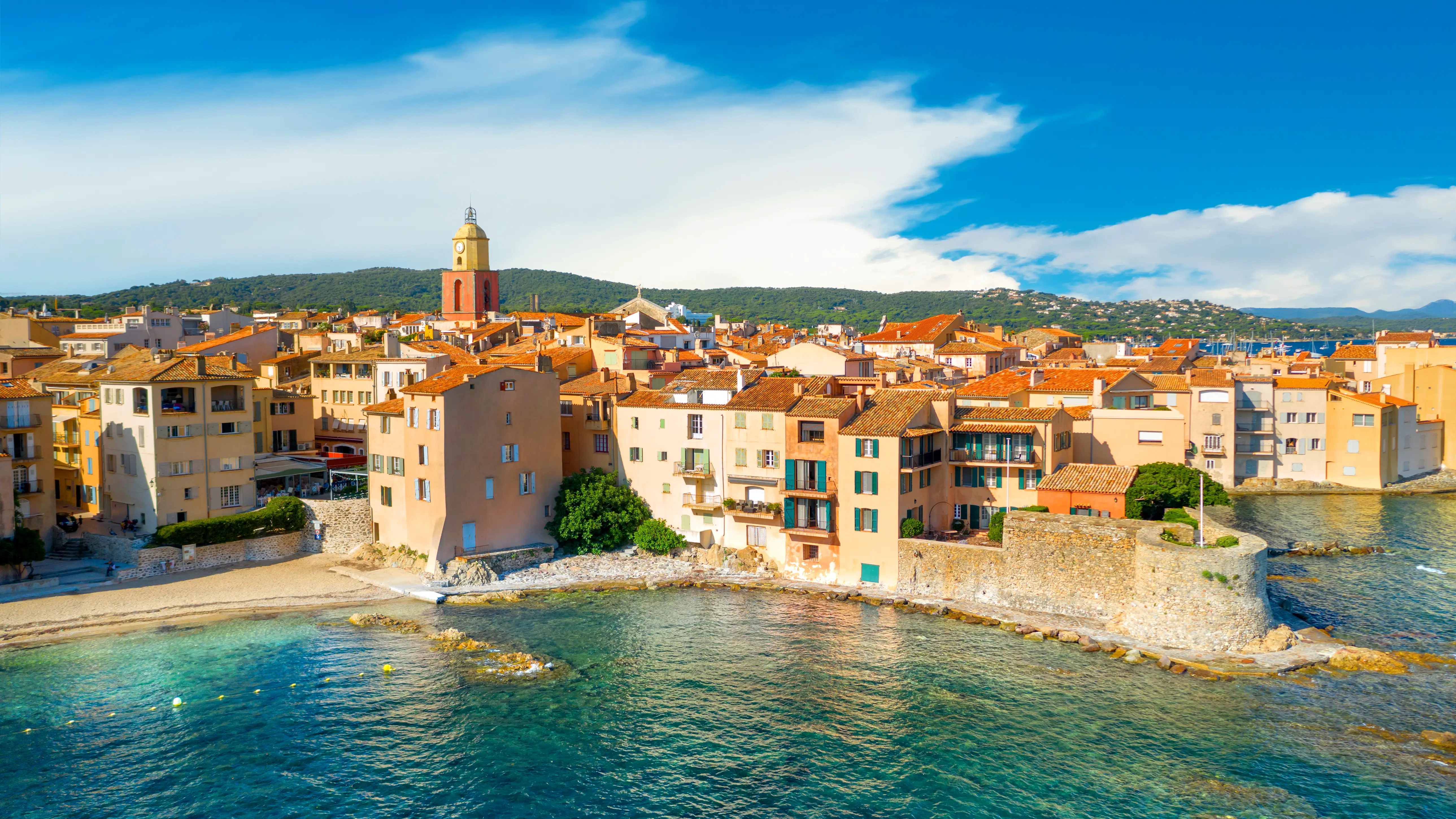 Aerial view of the city of Saint-Tropez, Provence, Côte d'Azur.