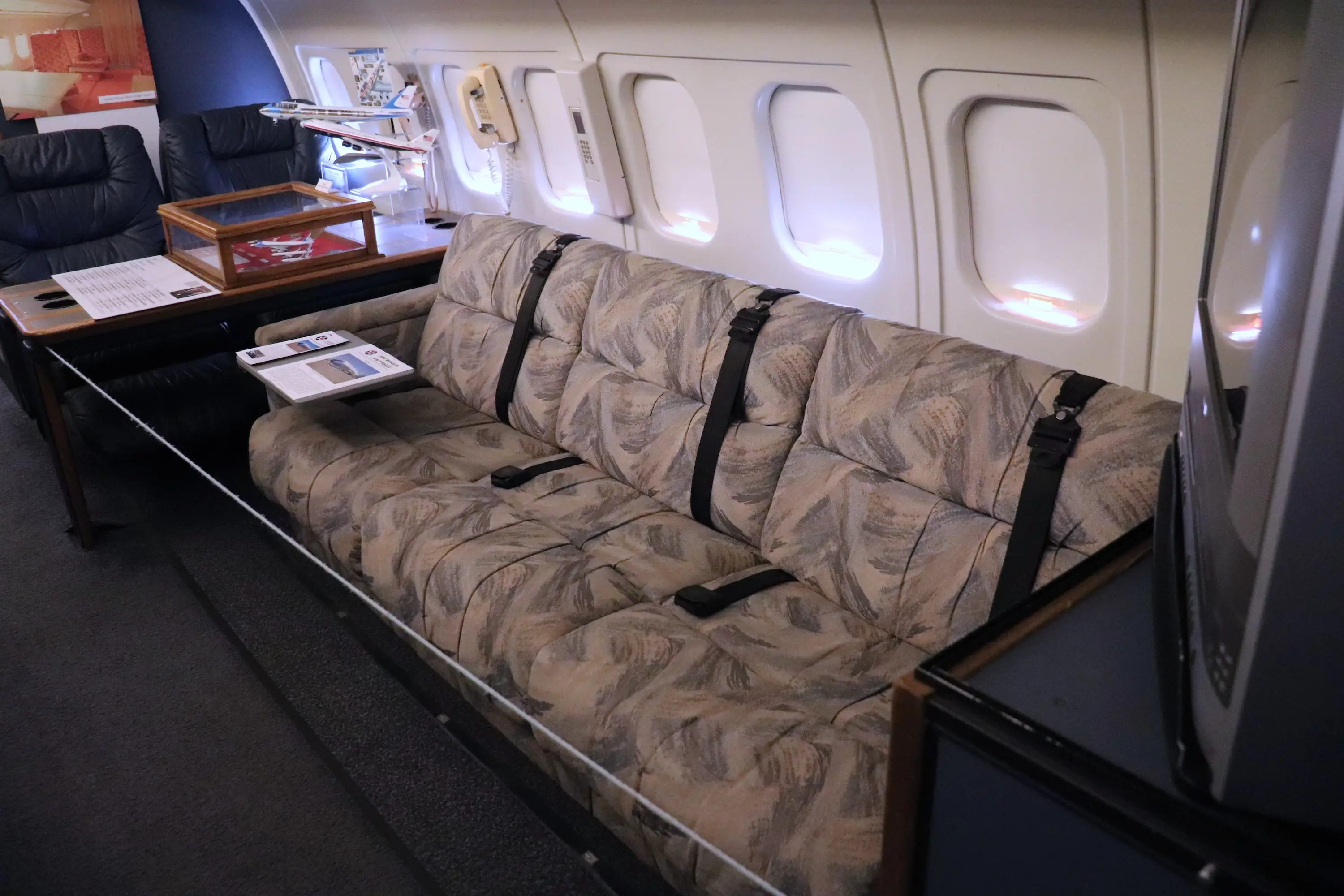 A pull-out couch in the stateroom.