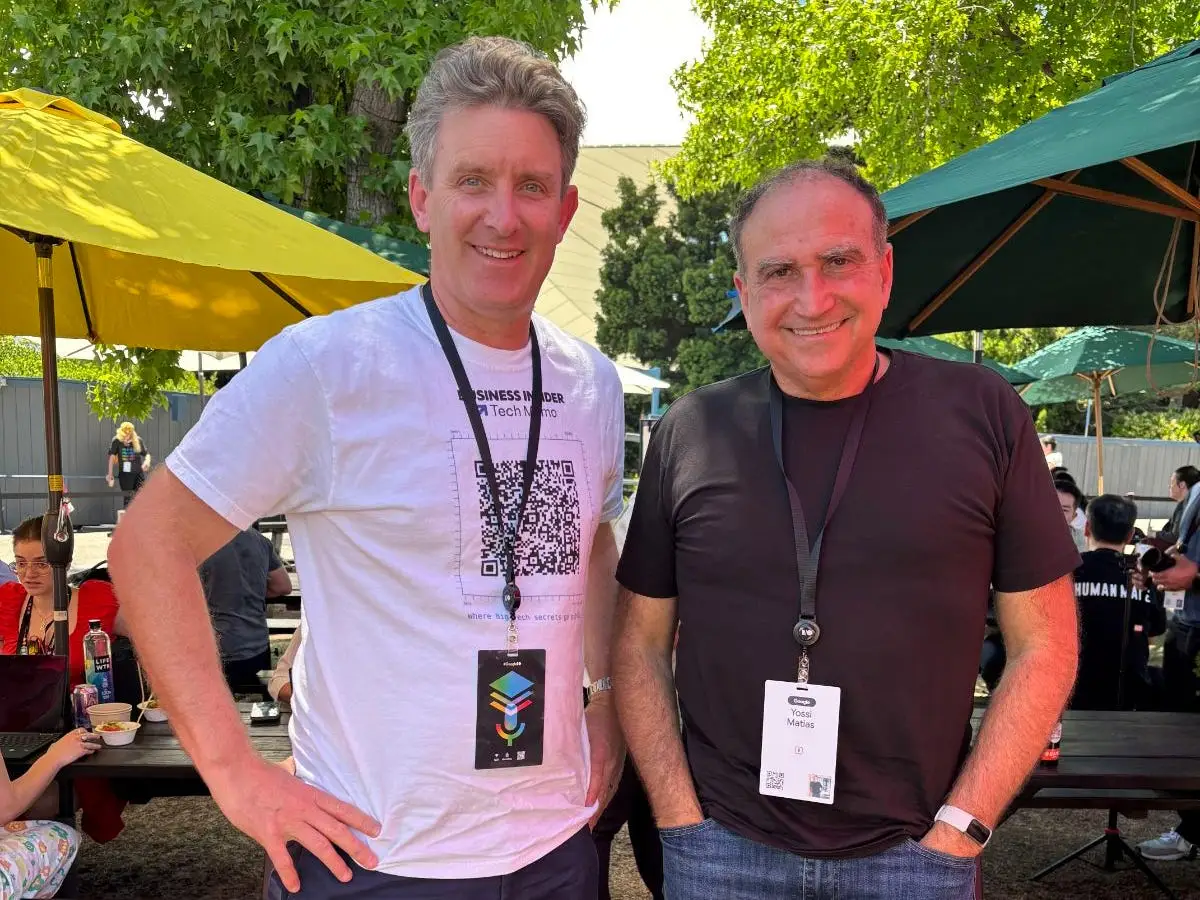 Tech Memo author Alistair Barr with Yossi Matias (right), head of Google Research, at Google I/O.