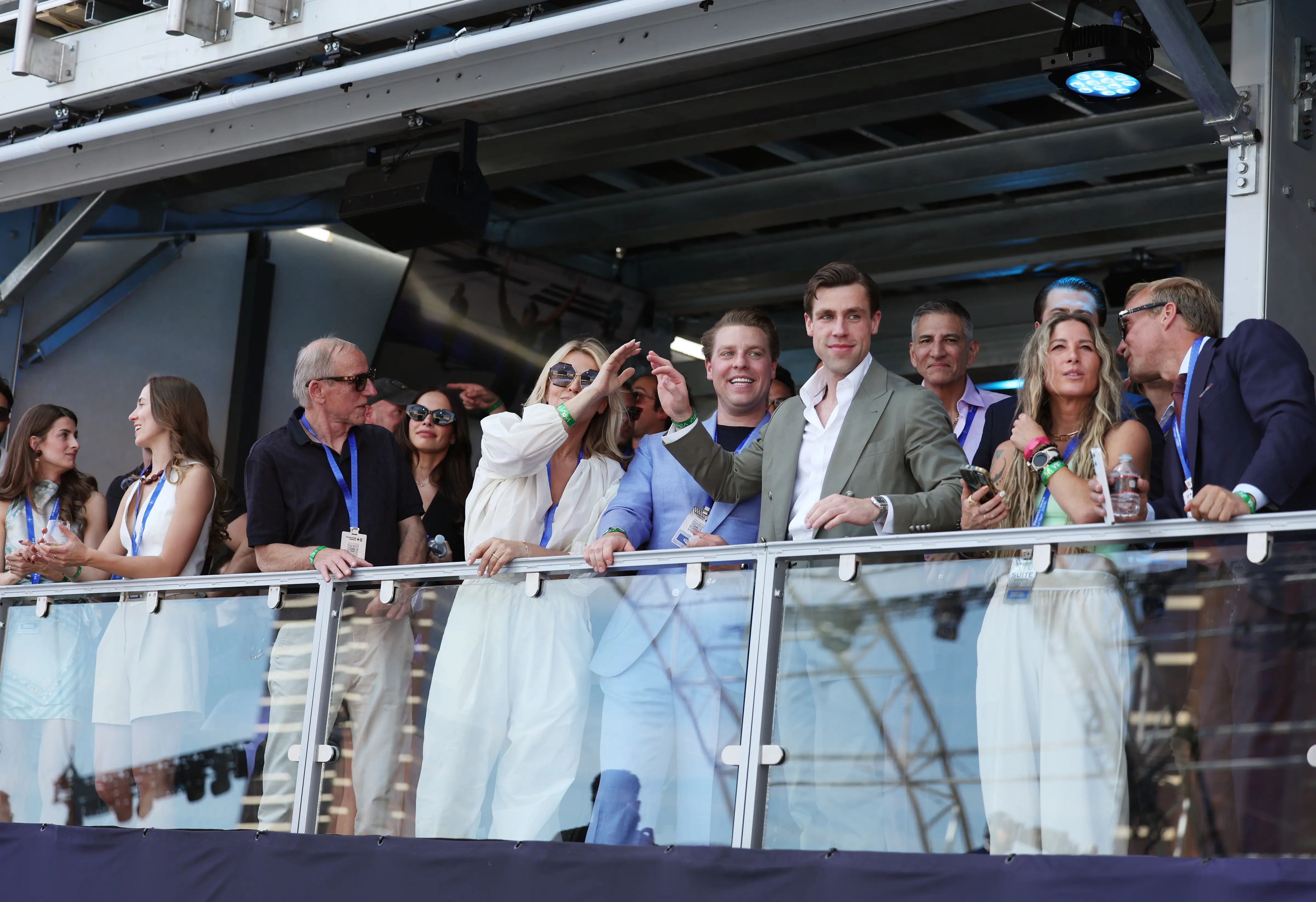 Enhanced Games Co-founder and CEO Maximilian Martin, front right, gestures while watching the 2026 Enhanced Games