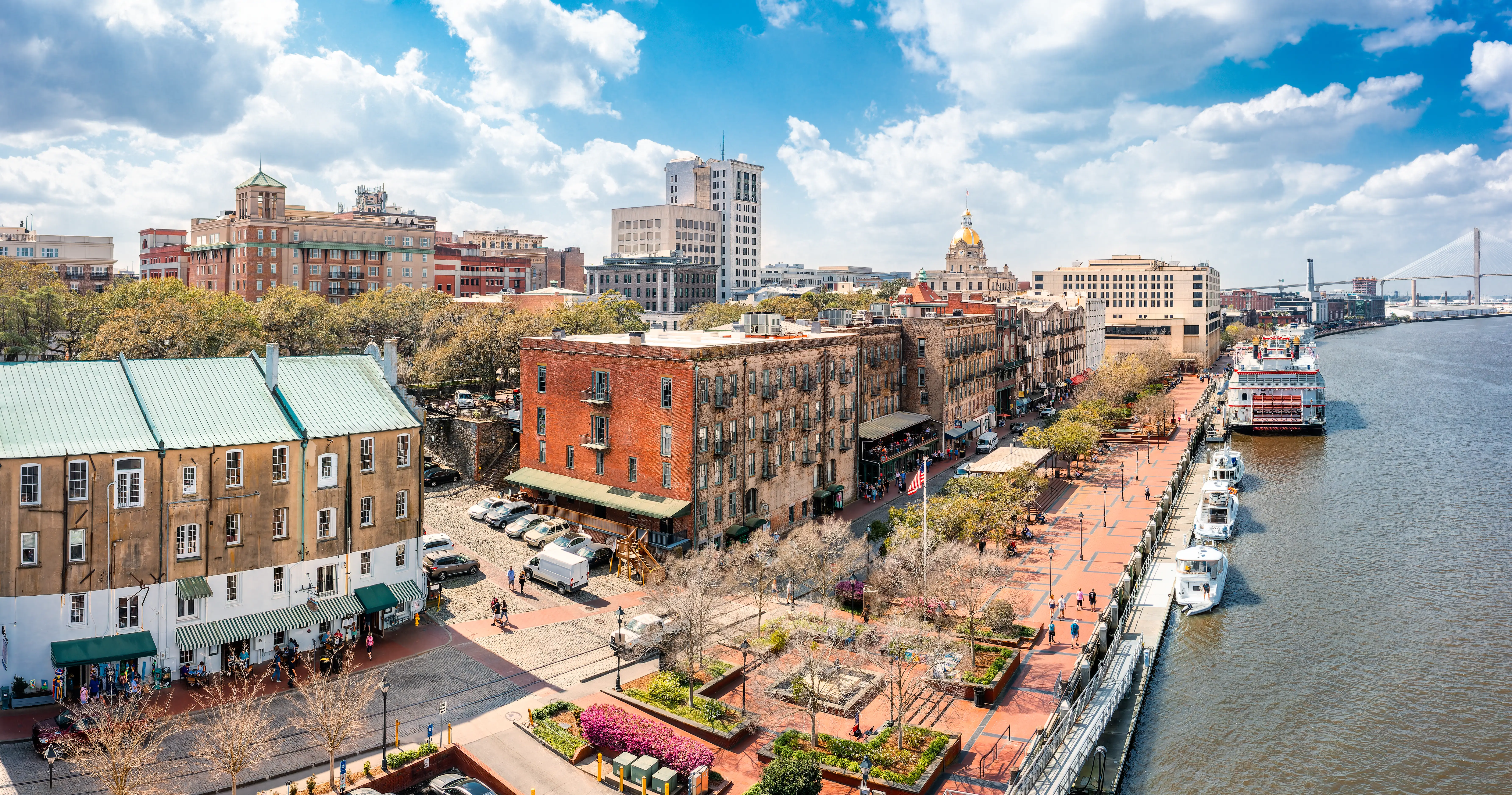 Aerial view of the Savannah, Georgia, skyline.