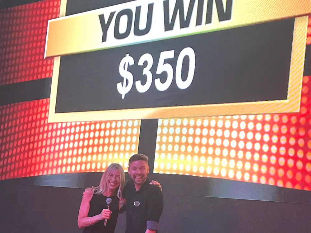 The author playing Deal or No Deal on a recent cruise.