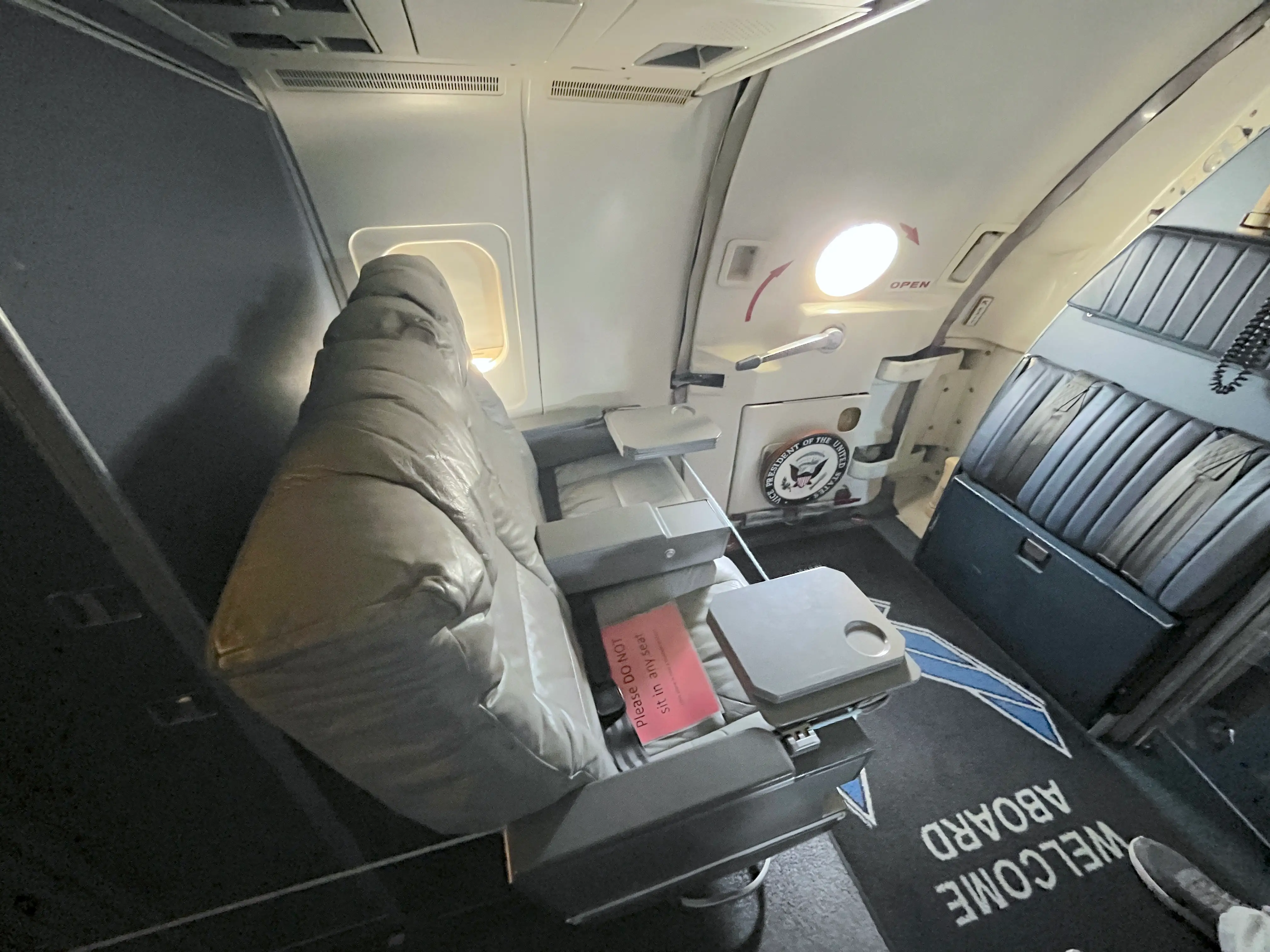 Additional seating behind the cockpit on the VC-9C.