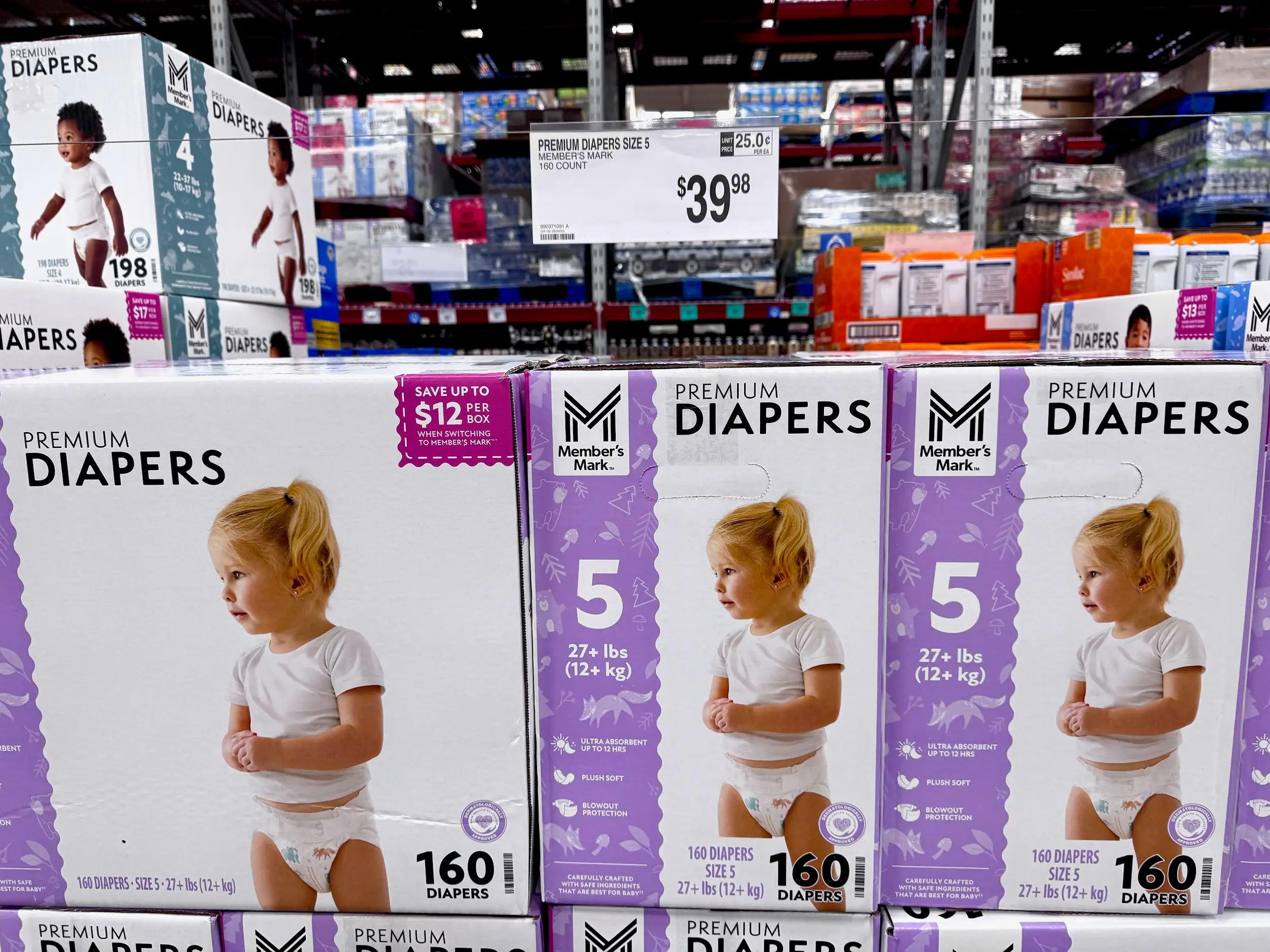 Member's Mark diapers for sale at Sam's Club.