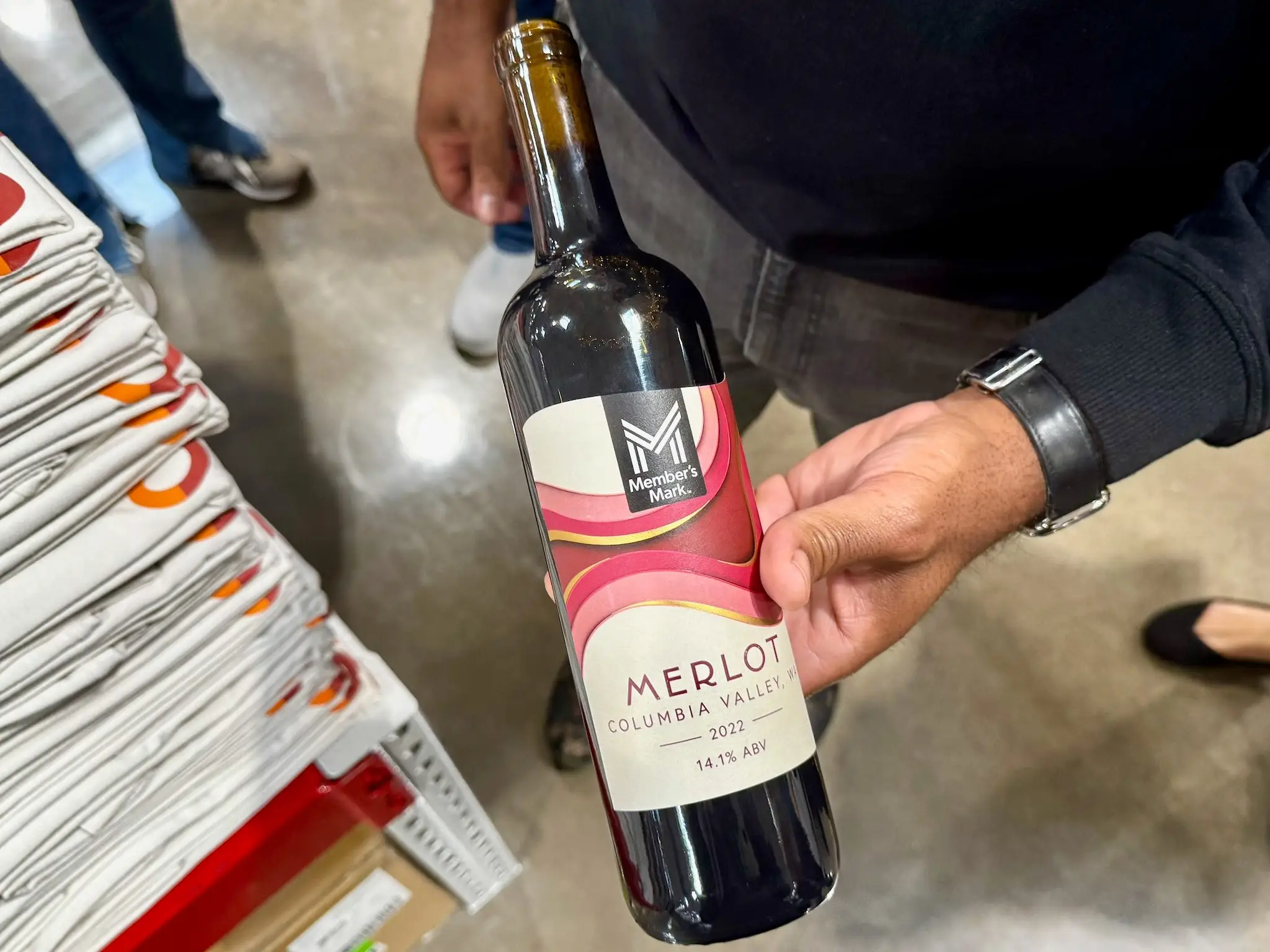 A bottle of Member's Mark merlot at Sam's Club.