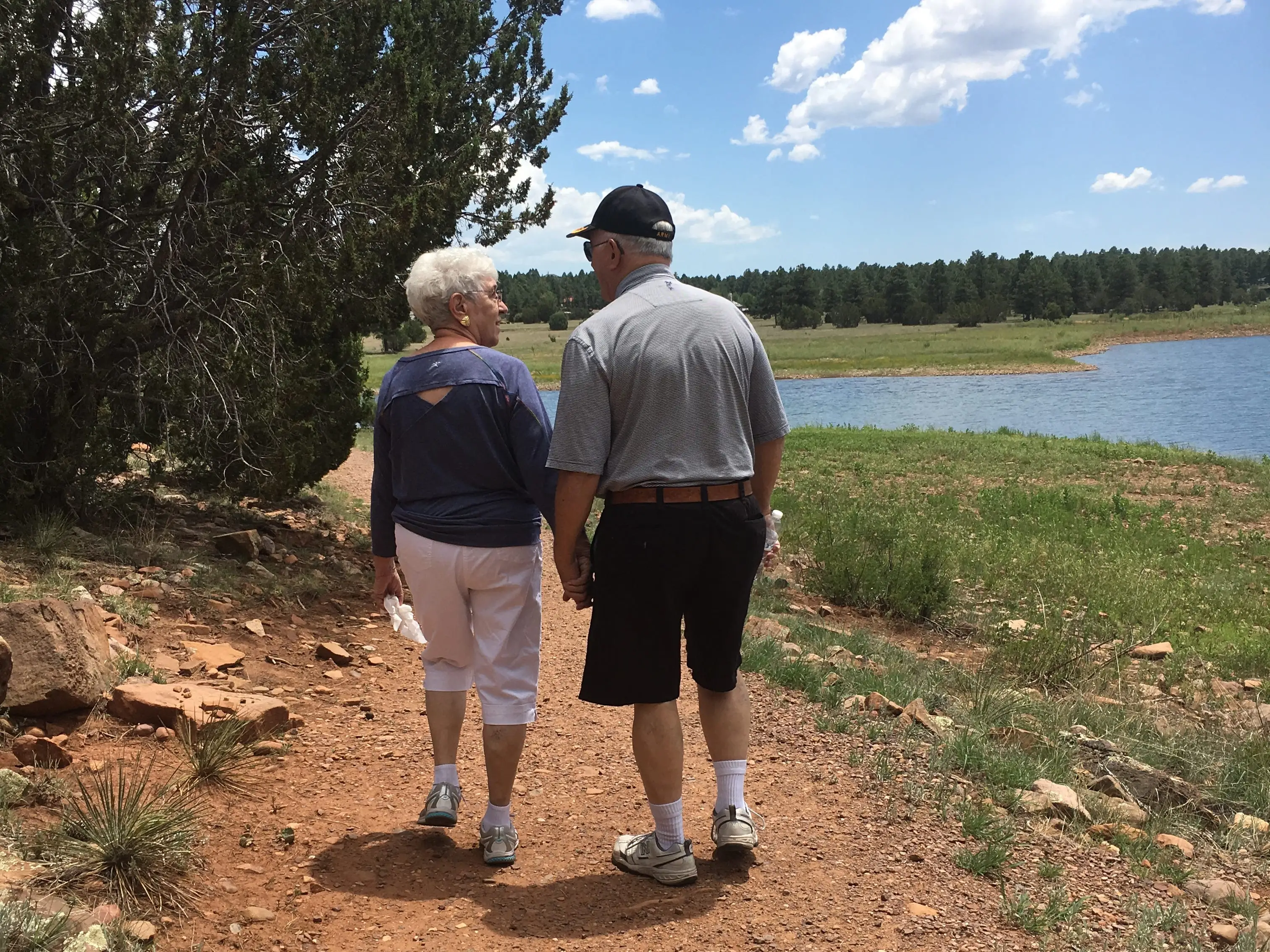The author's grandma and grandpa on a daily walk.