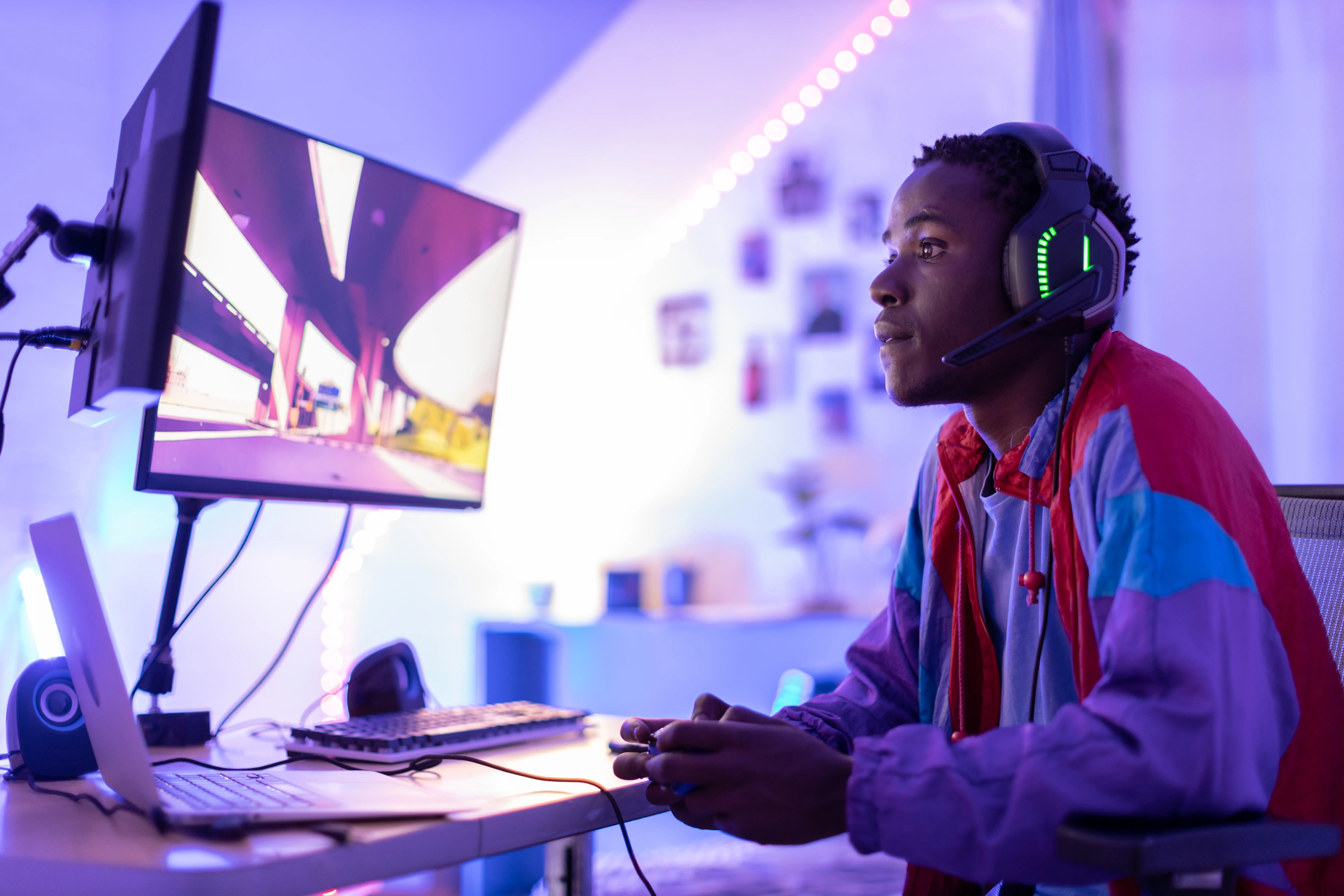 A gamer plays a game